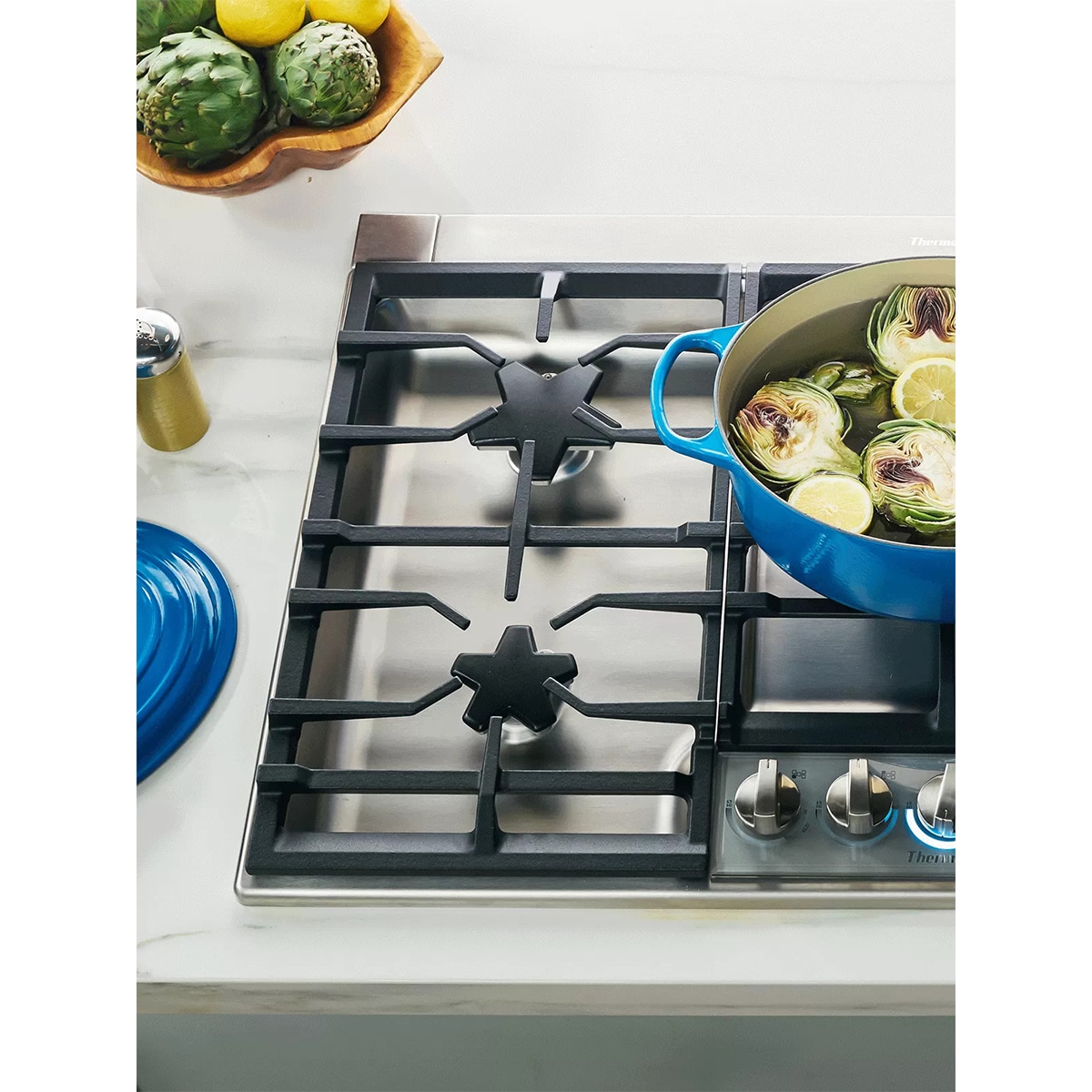 Thermador Masterpiece Series 36 in. 5-Burner Natural Gas Cooktop with Simmer Burner & Power Burner - Stainless Steel, , hires