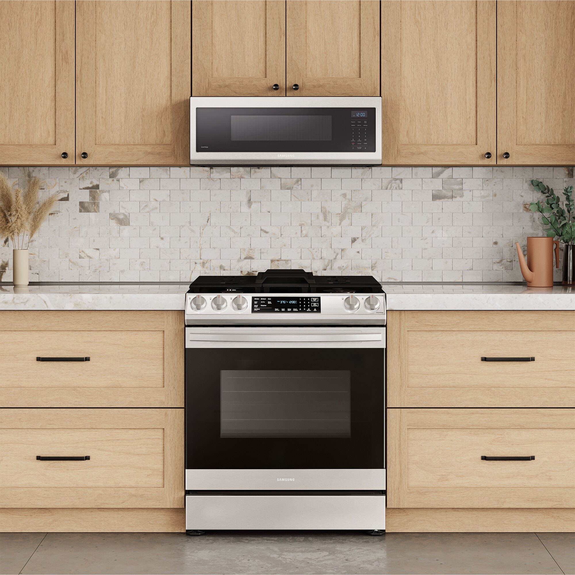 Samsung 30 in. 1.1 cu. ft. 1100W Low Profile Smart Over-the-Range Microwave with 400 CFM - Stainless Steel, Stainless Steel, hires