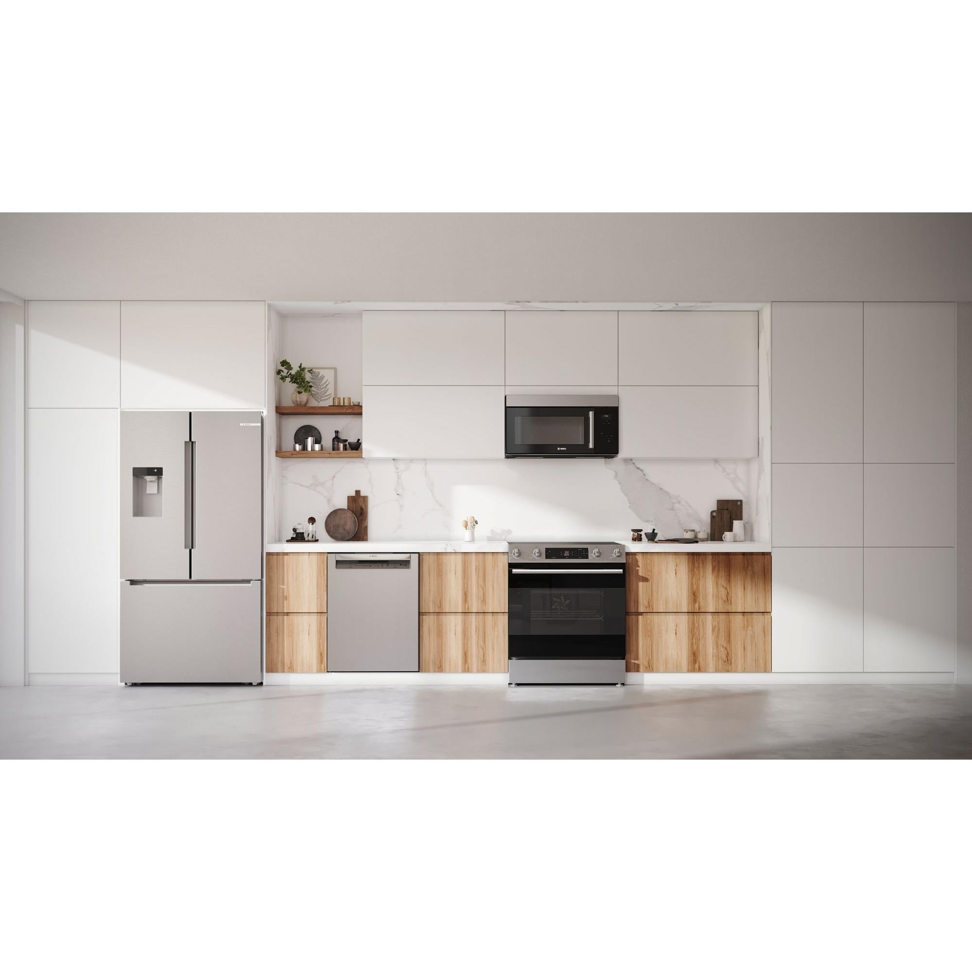 Bosch 100 Series 30 in. 5.8 cu. ft. Air Fry Standard Convection Slide-In Electric Range with Smoothtop Burners - Stainless Steel, , hires