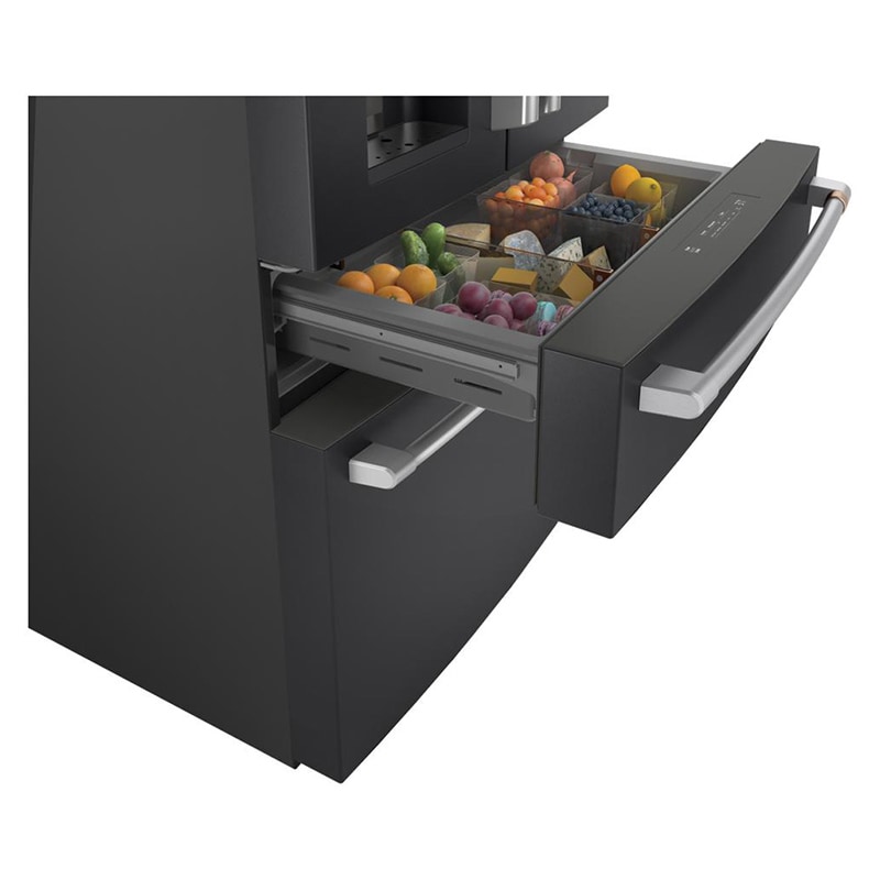 Cafe 36 in. 27.8 cu. ft. Smart 4-Door French Door Refrigerator with Ice & Water Dispenser - Matte Black, Matte Black, hires