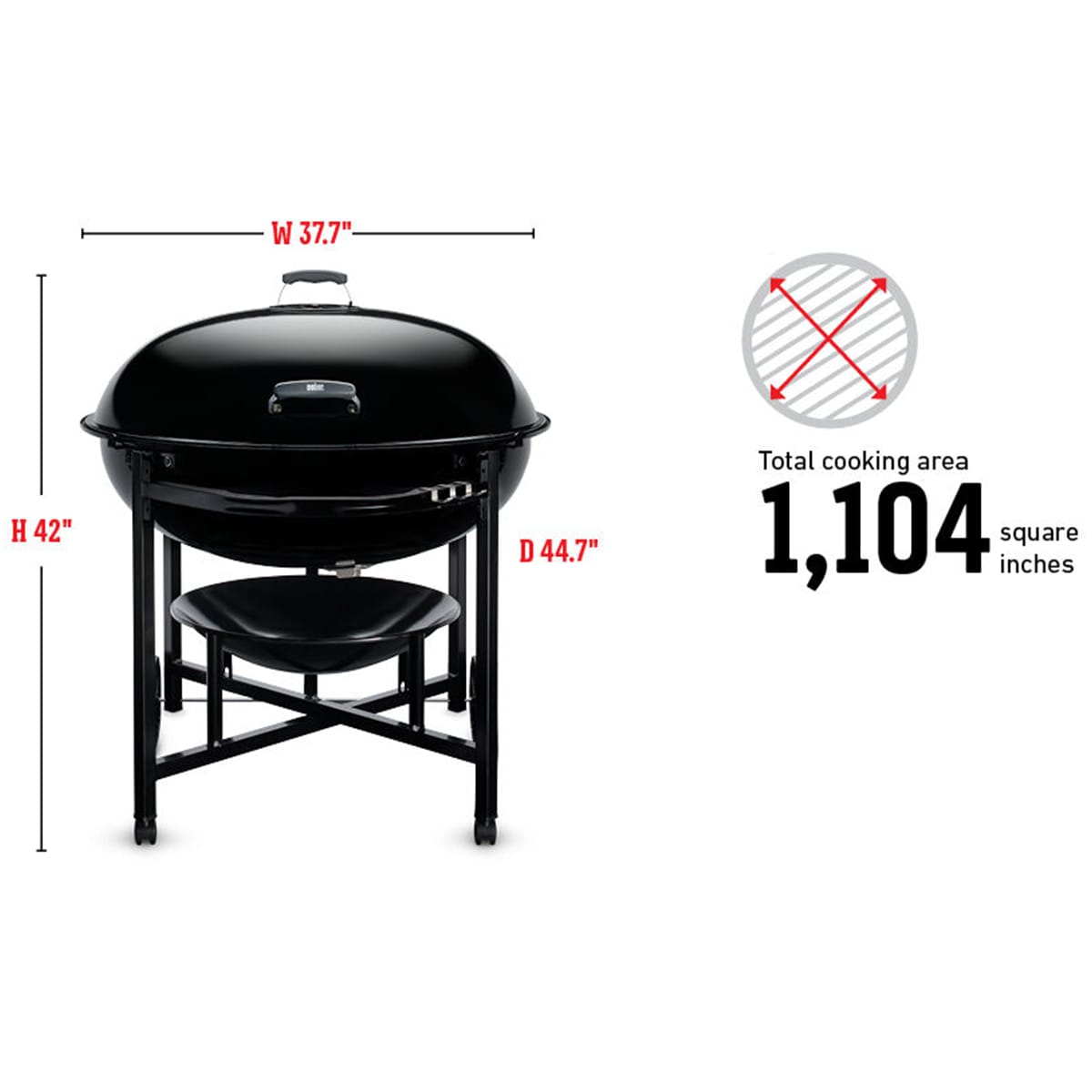 Weber Ranch Kettle 37 in. Charcoal Grill - Black, , hires