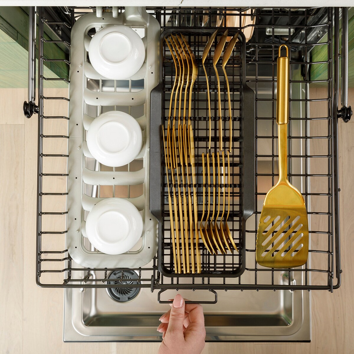 Cafe 24 in. Top Control Flush-Mount Smart Dishwasher with 39 dBa Sound Level, 3rd-Rack & Dual Convection Ultra Dry - Matte White, , hires