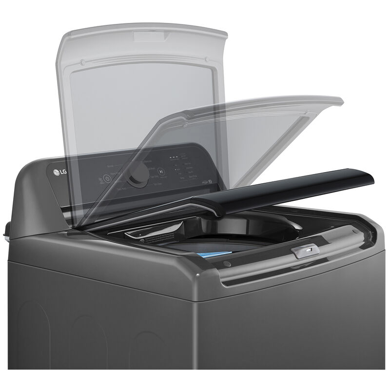 LG 27 in. 4.1 cu. ft. Top Load Washer with 4-Way Agitator, Slam Proof Glass Lid & True Balance Anti-Vibration System - Monochrome Gray, Monochrome Gray, hires