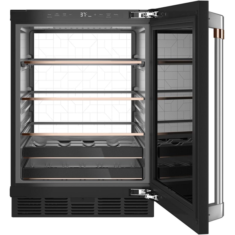 Cafe 24 in. 5.1 cu. ft. Built-In/Freestanding Beverage Center with Pull-Out Shelves & Digital Control - Matte Black, Matte Black, hires