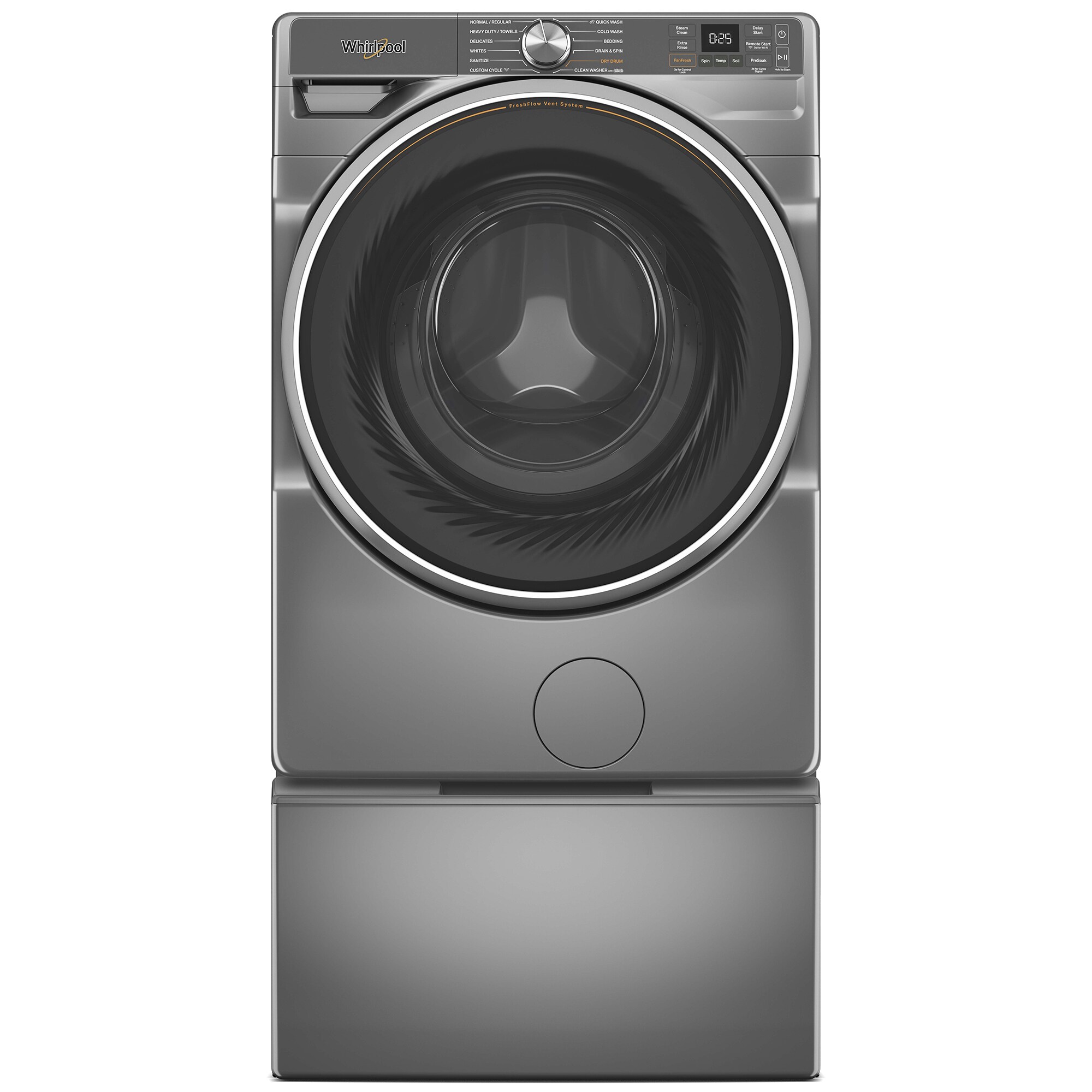 Whirlpool 15.5" Pedestal for Front Load Washer and Dryer with Storage Drawer - Radiant Silver, Radiant Silver, hires