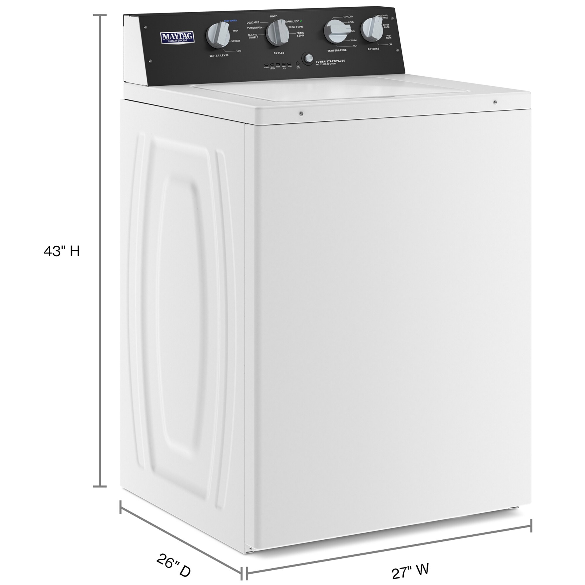 Maytag 27 in. 3.5 cu. ft. Top Load Washer with Agitator - White, , hires