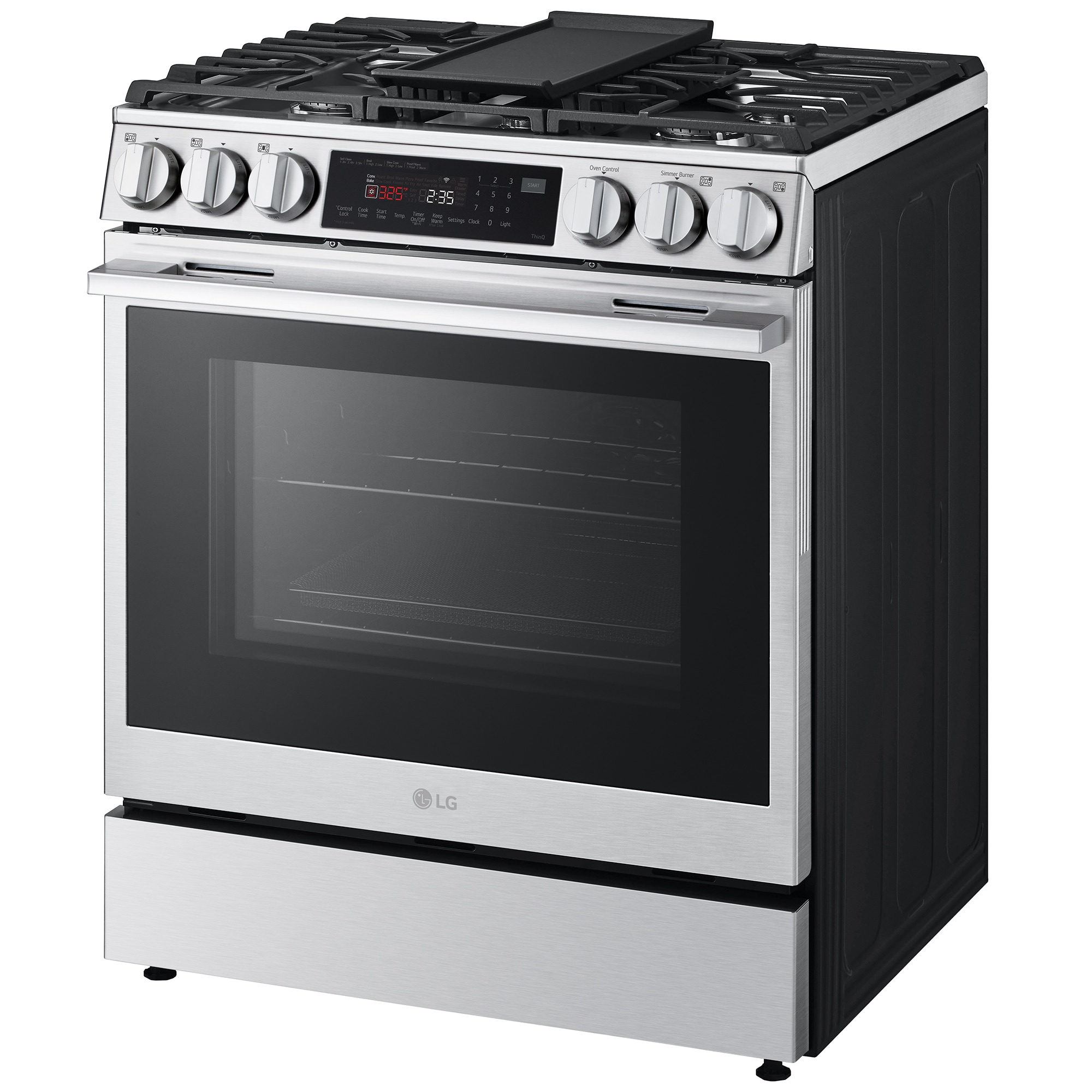 LG 30 in. 6.3 cu. ft. Smart Air Fry True European Convection Slide-In Gas Range with 5 Sealed Burners & Griddle - PrintProof Stainless Steel, , hires
