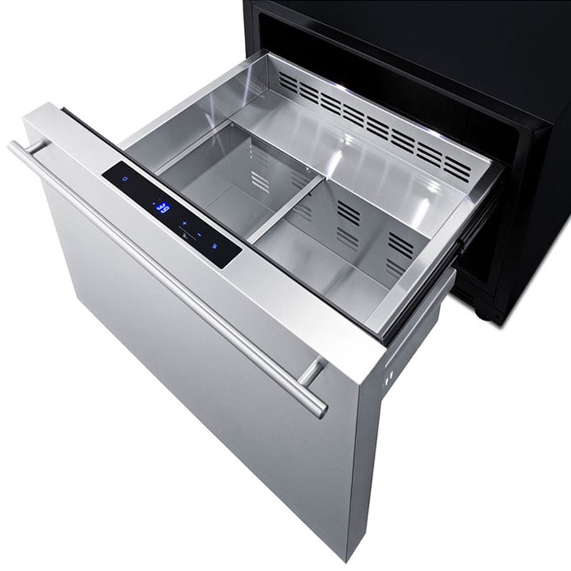 Summit 24 in. 2.0 cu. ft. Outdoor Single Refrigerator Drawer - Stainless Steel/Panel Ready, , hires