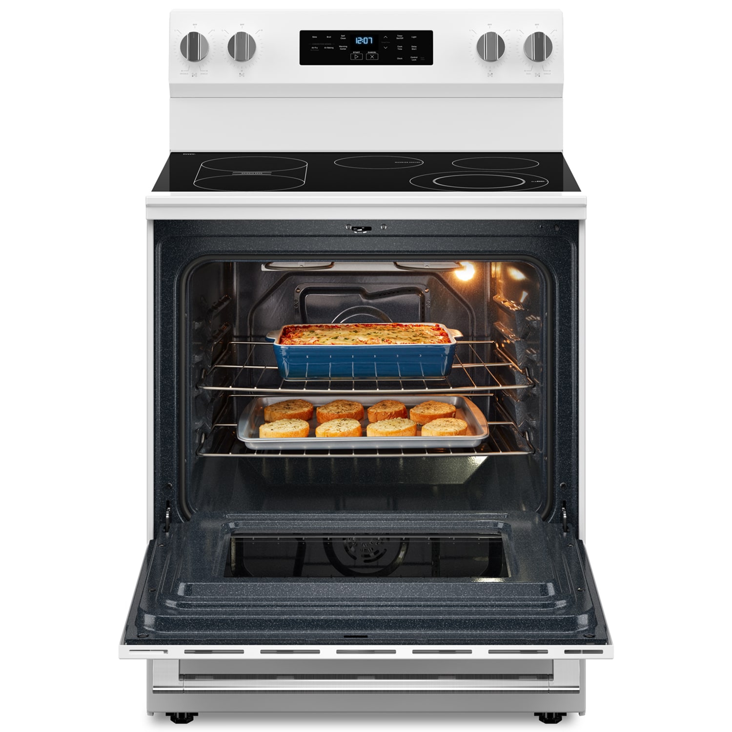 Maytag 30 in. 5.3 cu. ft. Air Fry Standard Convection Electric Range with Radiant Burners - White, White, hires