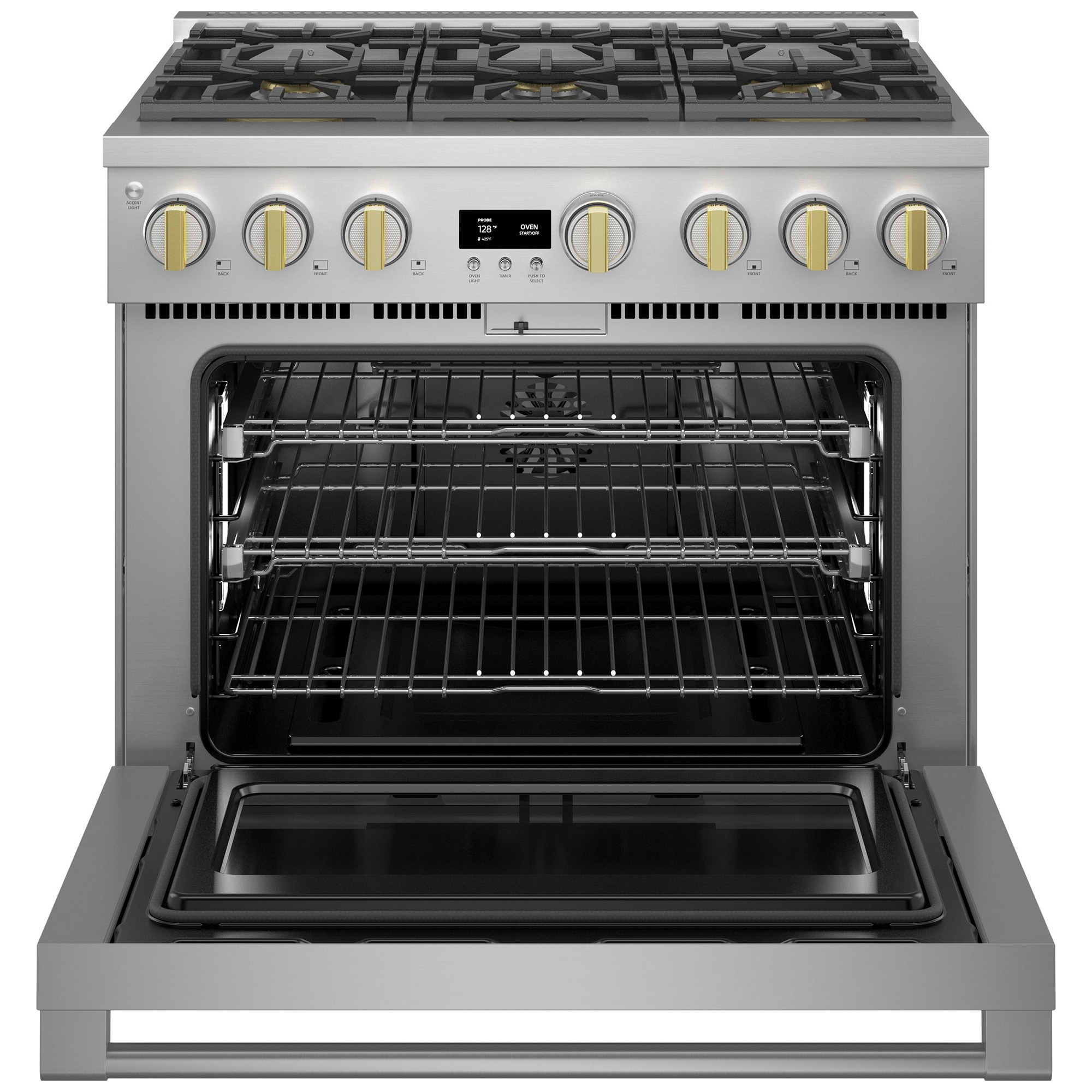 Monogram Statement Series 36 in. 6.2 cu. ft. Smart Standard Convection Gas Range with 6 Sealed Burners - Stainless Steel, , hires