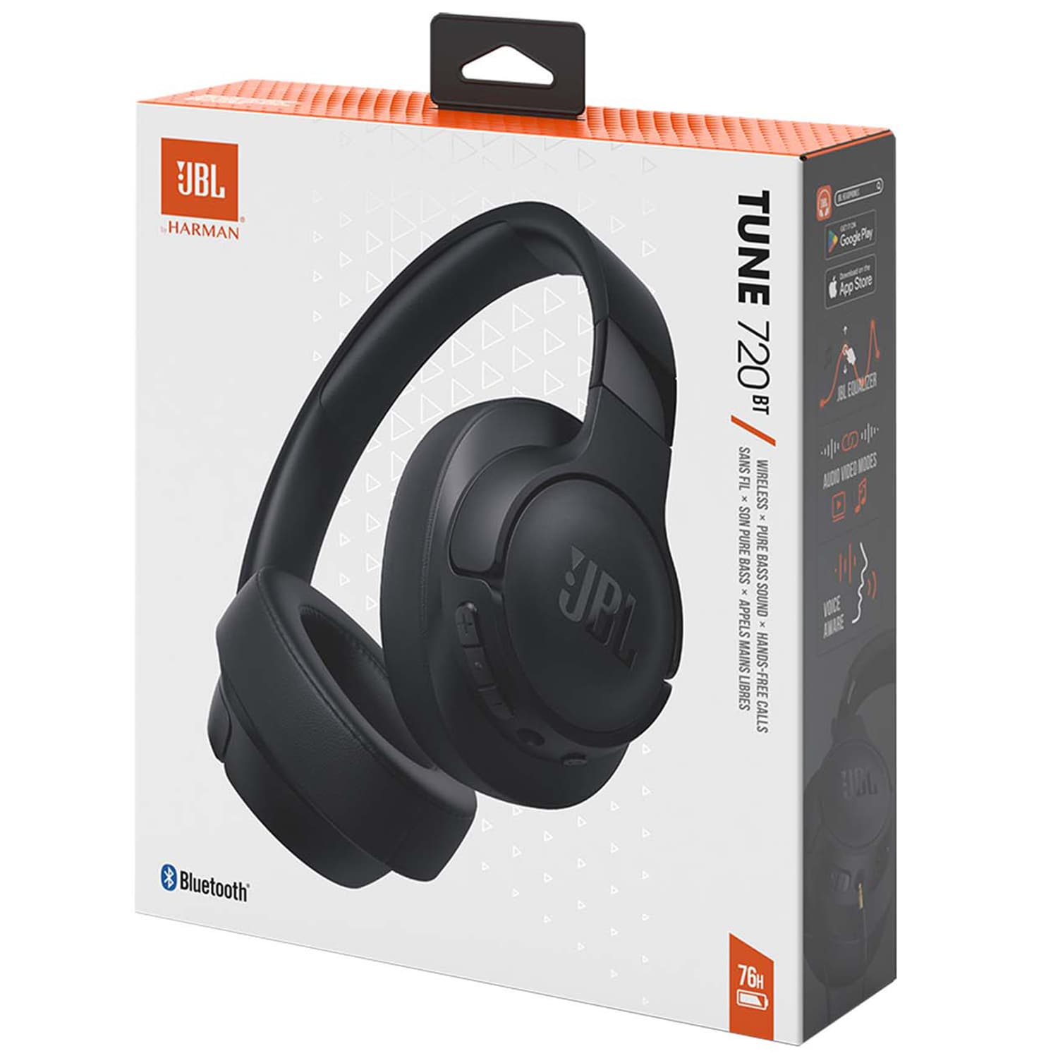 JBL- T720 Over Ear Wireless Headphone - Black, , hires