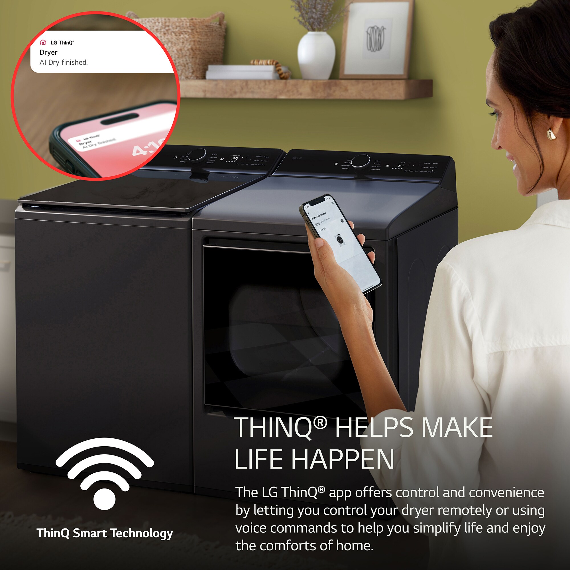 LG 27 in. 7.3 cu. ft. Smart Electric Dryer with EasyLoad Door & AI Sensor Dry - Matte Black, Matte Black, hires