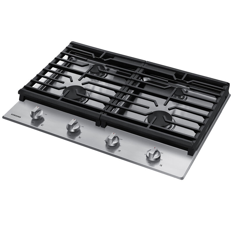 Samsung 30 in. 4-Burner Natural Gas Cooktop with Simmer Burner & Power Burner - Stainless Steel, Stainless Steel, hires