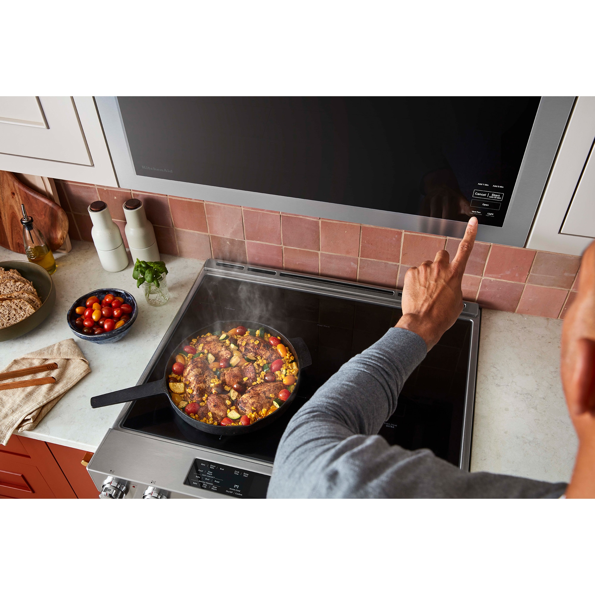KitchenAid 30 in. 1.1 cu. ft. 1000W Over-the-Range Microwave with 400 CFM & Sensor Cooking - Stainless Steel with PrintShield Finish, Stainless Steel with PrintShield Finish, hires
