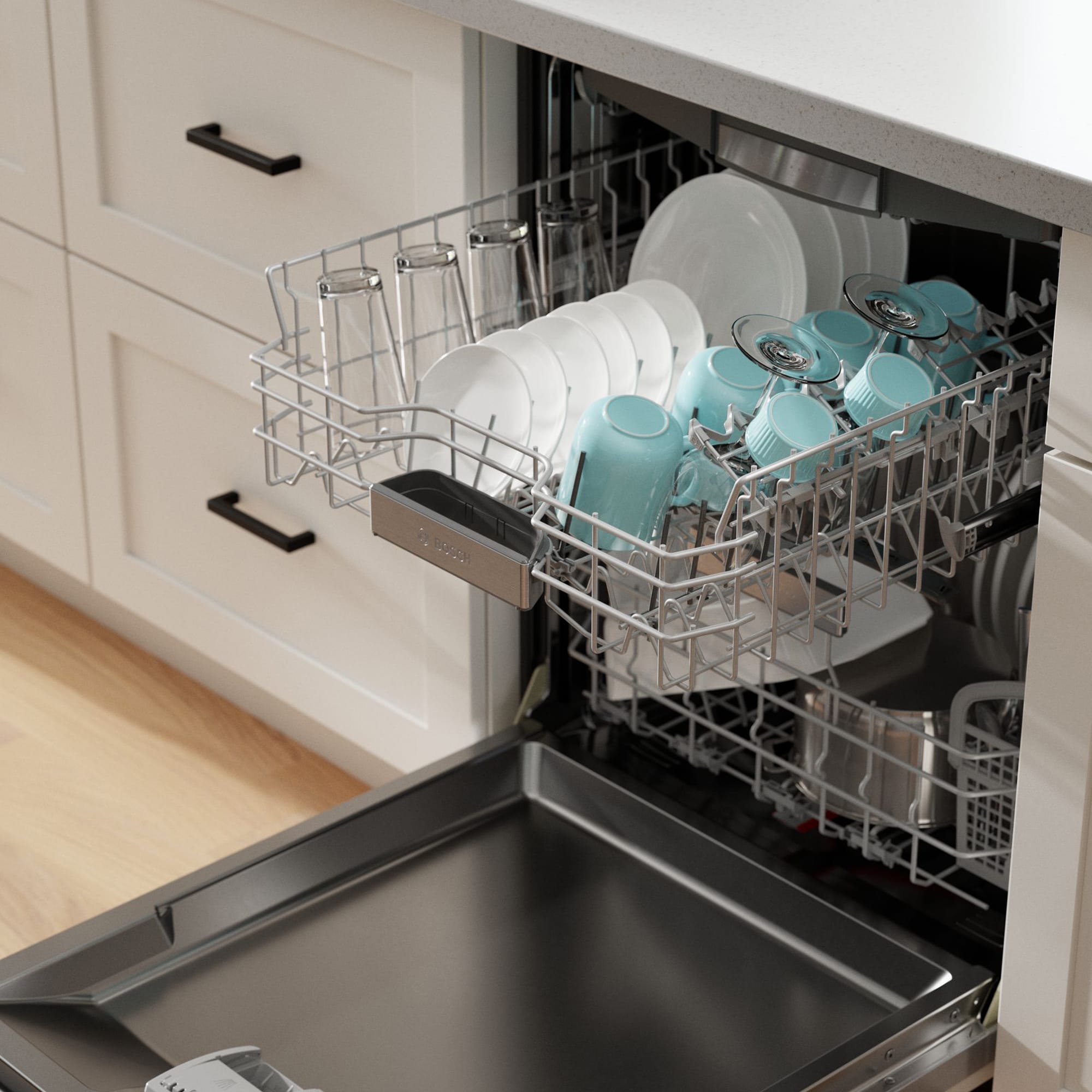 Bosch Benchmark 24 in. Top Control Smart Dishwasher with 39 dBa Sound Level, 3rd-Rack & CrystalDry - Custom Panel Ready, Custom Panel Required, hires