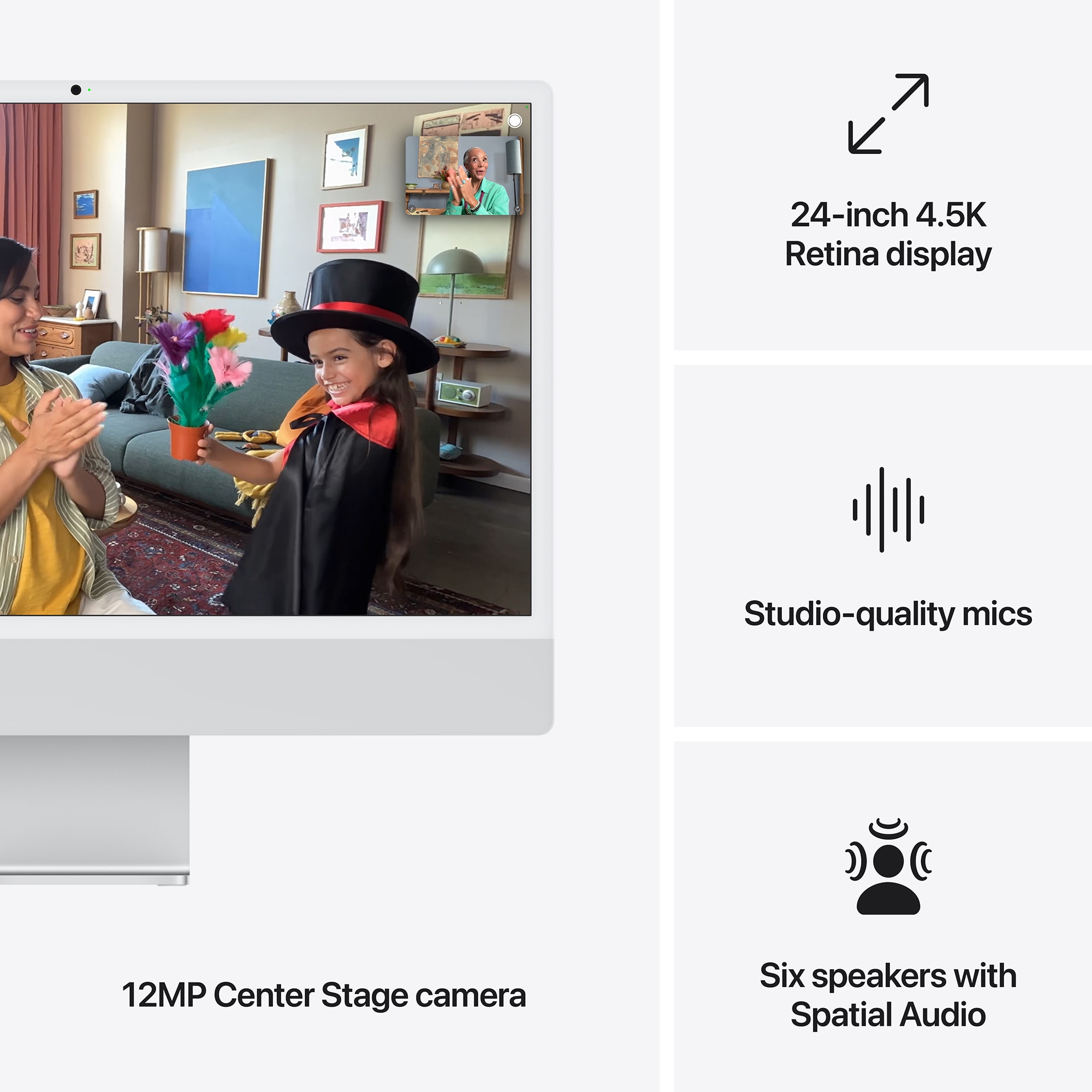 Apple iMac 24 in. (2024) with Apple M4 10-Core CPU, 10-core GPU, 16 GB RAM, 256 GB SSD & Mac OS - Silver, Silver, hires