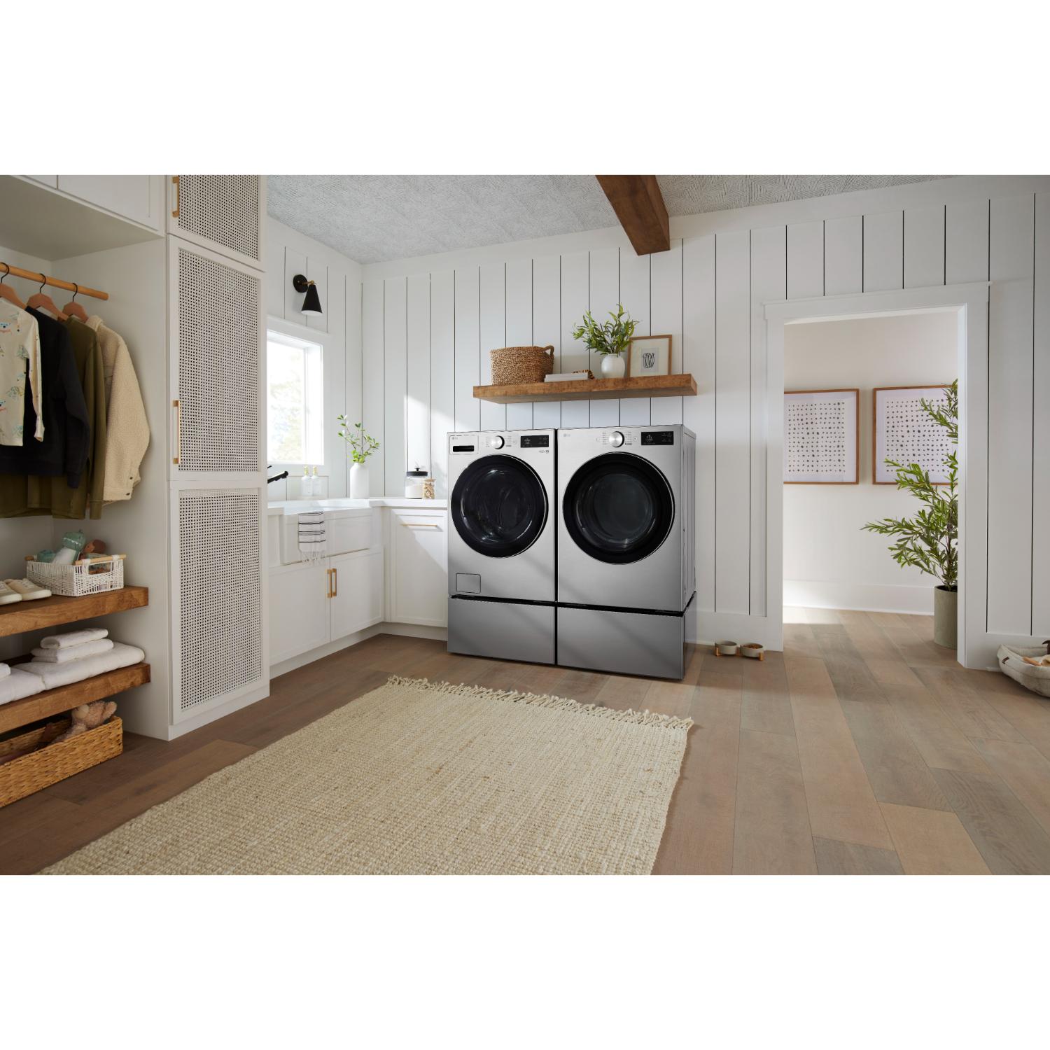 LG 27 in. 7.4 cu. ft. Smart Stackable Electric Dryer with AI Sensor Dry, TurboSteam, Sanitize & Steam Cycle - Graphite Steel, , hires
