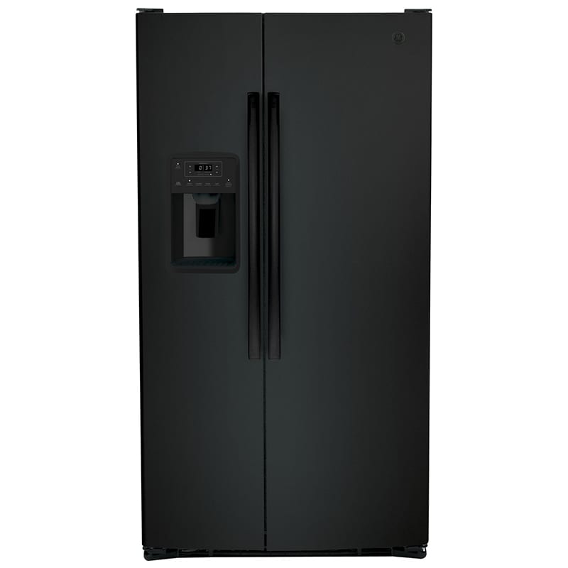 GE 36 in. 25.3 cu. ft. Side by Side Refrigerator with Ice & Water Dispenser - Black, Black, hires