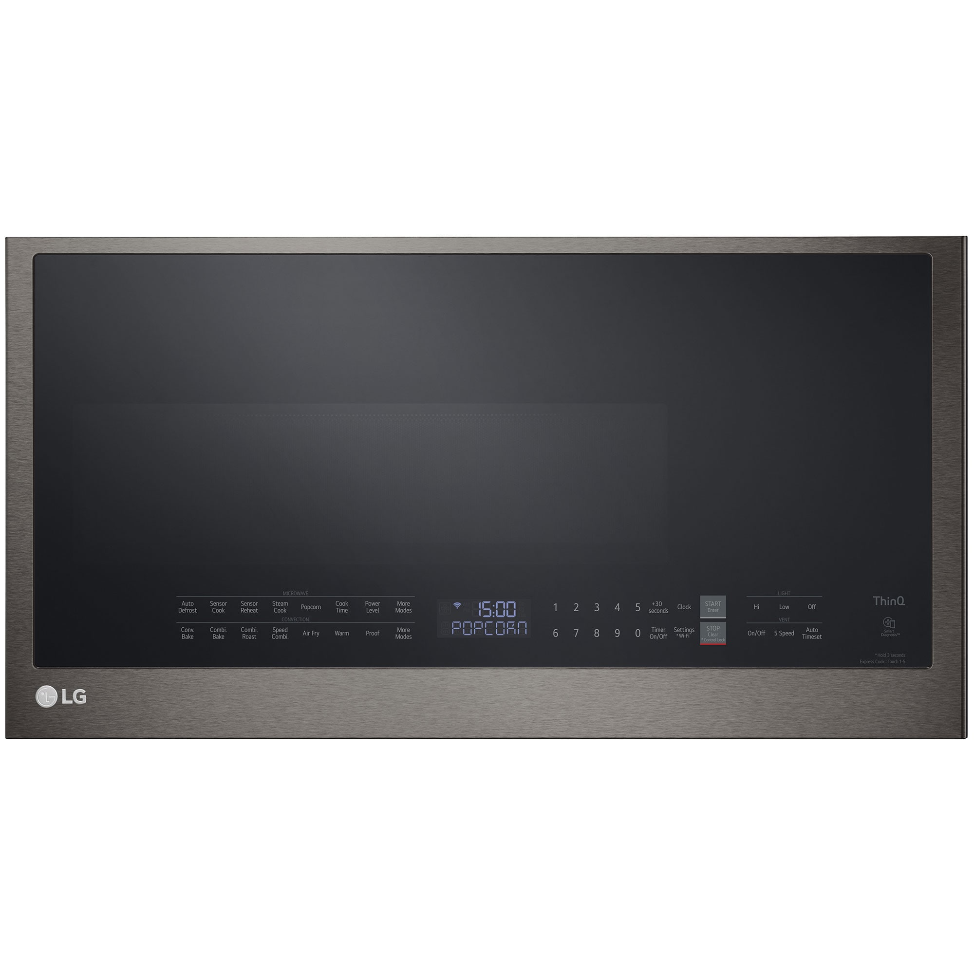LG 30 in. 1.7 cu. ft. 950W Smart Over-the-Range Microwave with 300 CFM, Convection & Sensor Cooking - PrintProof Black Stainless Steel, PrintProof Black Stainless Steel, hires