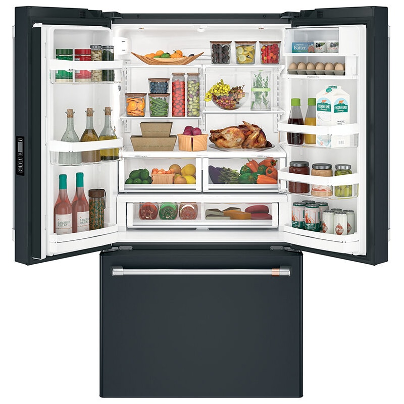 Cafe 36 in. 23.1 cu. ft. Smart Counter Depth French Door Refrigerator with Internal Water Dispenser - Matte Black, Matte Black, hires