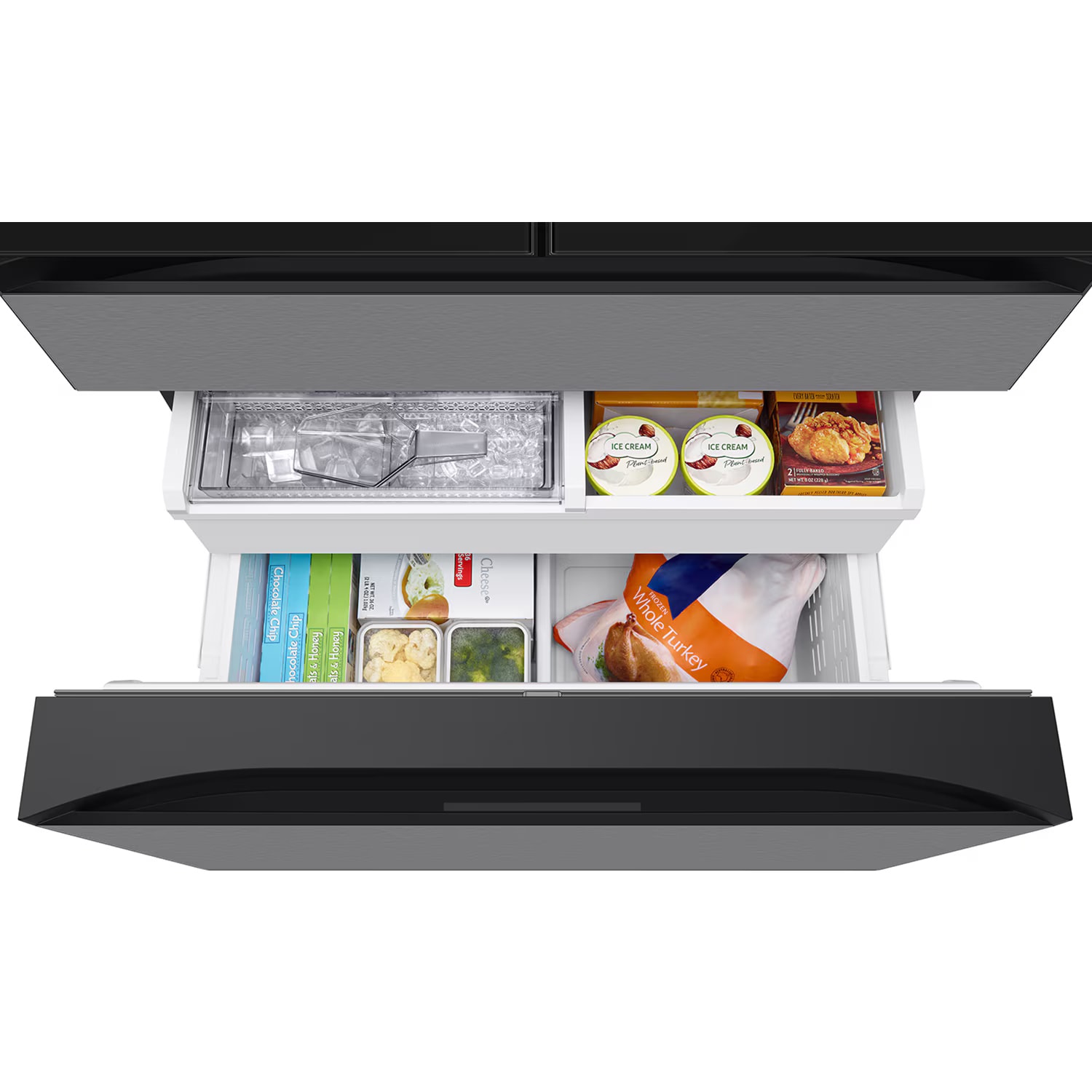 Samsung Bespoke 36 in. 22.5 cu. ft. Smart Counter Depth 4-Door French Door Refrigerator with AI Family Hub+, Beverage Center & Internal Water AutoFill Pitcher - Charcoal Glass, Charcoal Glass, hires