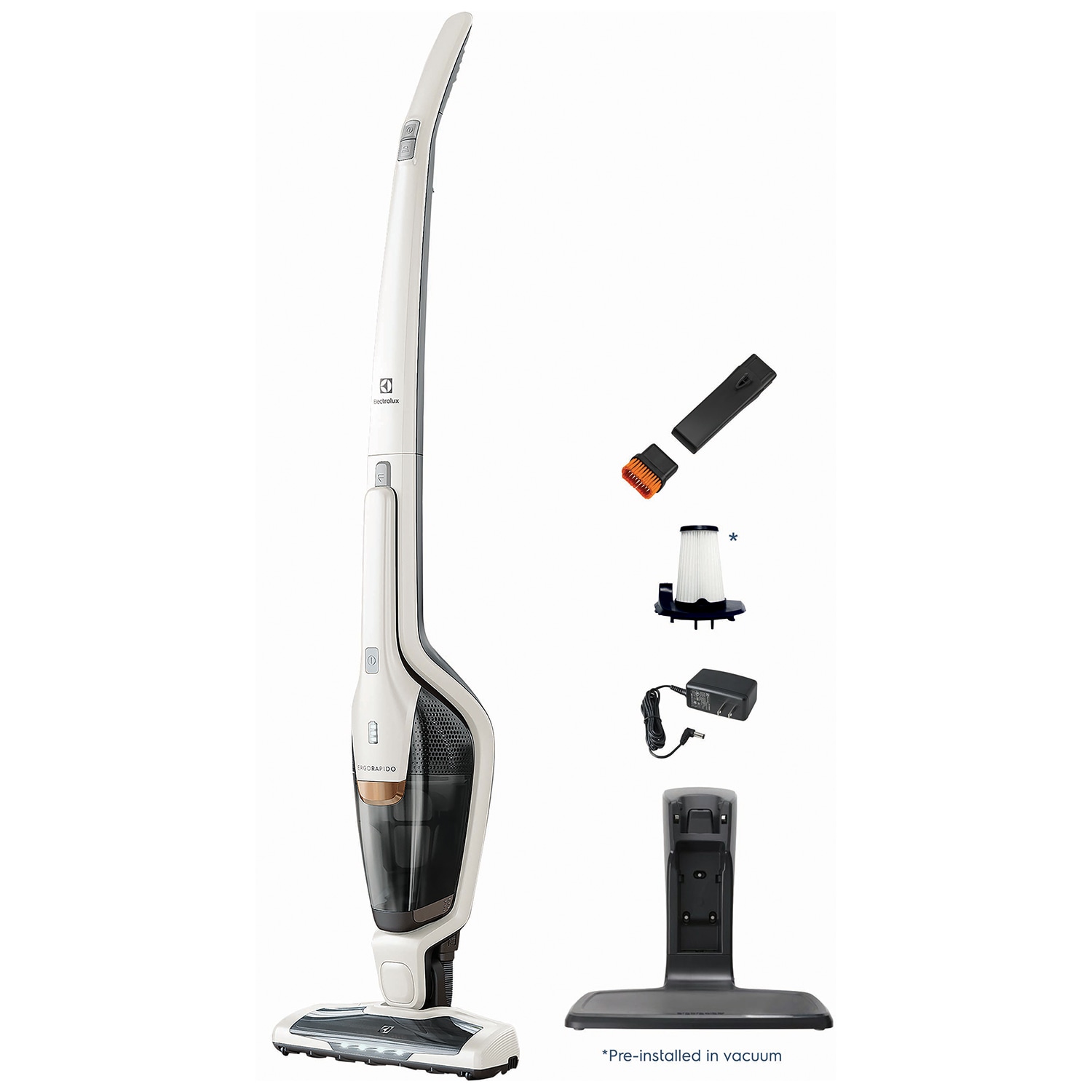 Electrolux Ergorapido Lightweight Cordless Vacuum Satin White P.C