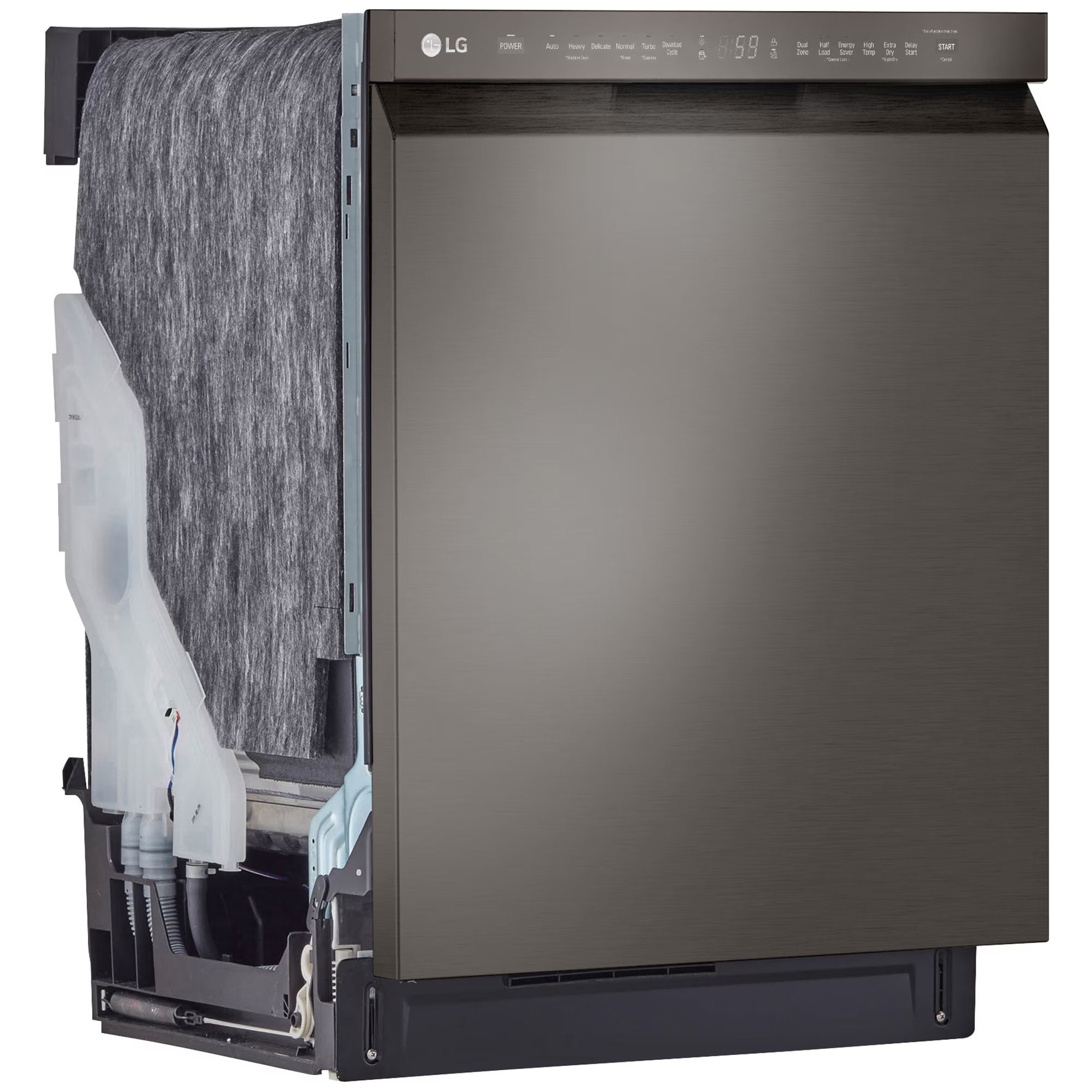 LG 24 in. Front Control Dishwasher with 48 dBa Sound Level, 3rd-Rack, Dynamic Dry & Pocket - Black Stainless, Black Stainless, hires