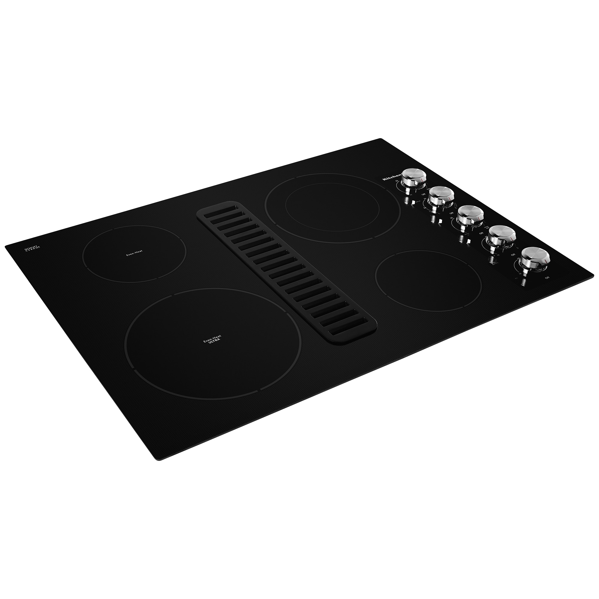 KitchenAid 30 in. 4-Burner Electric Cooktop with Downdraft, Simmer Burner & Power Burner - Black, , hires