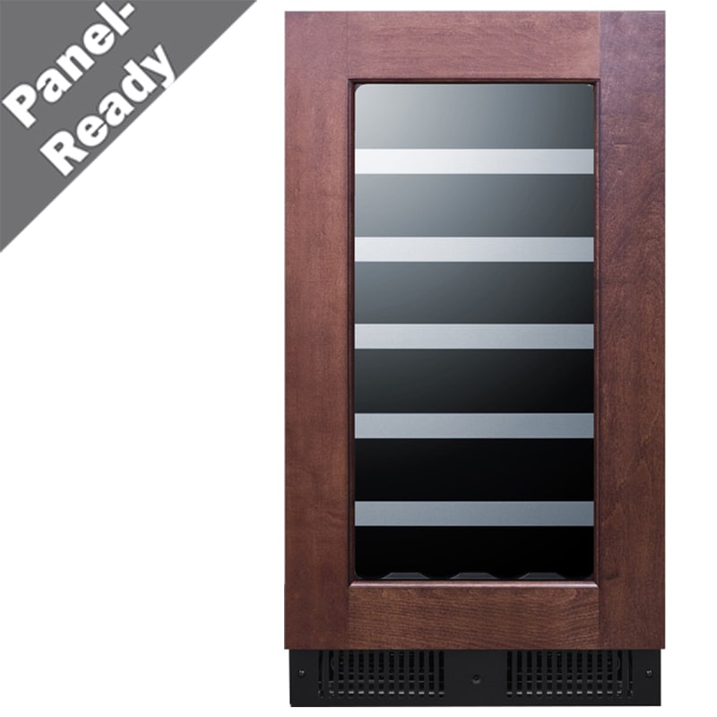 Summit 18 in. Undercounter Wine Cooler with Wood Racks, Single Temperature Zone & 29 Bottle Capacity - Custom Panel Ready, , hires