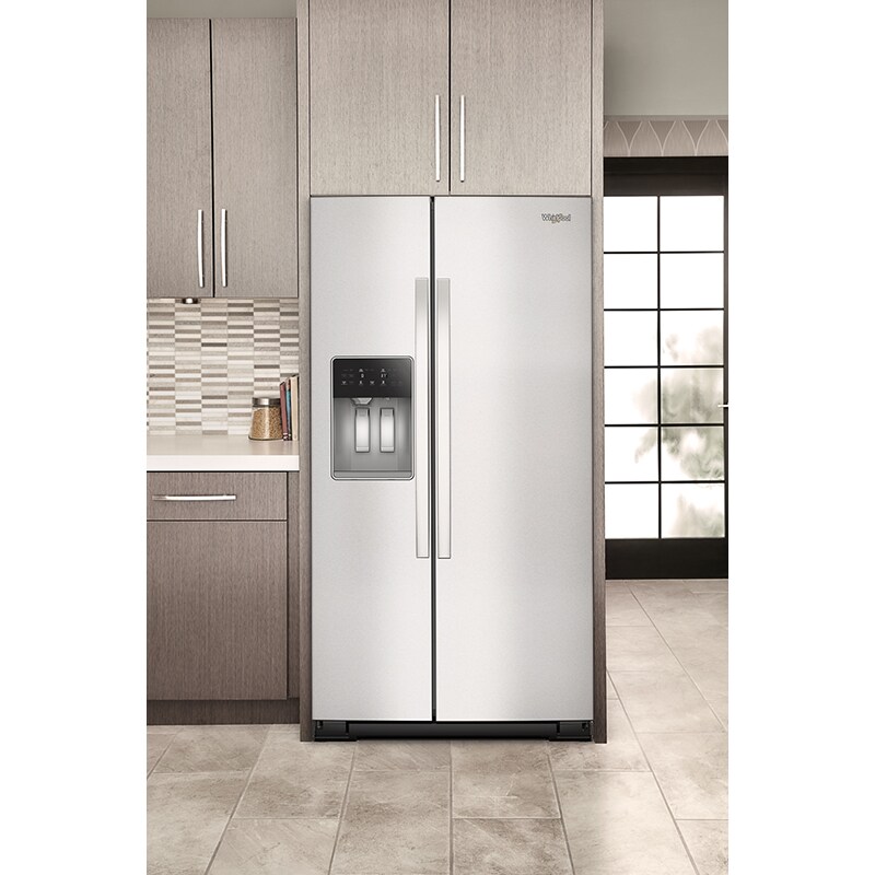 Whirlpool 36 in. 20.8 cu. ft. Counter Depth Side-by-Side Refrigerator with Ice & Water Dispenser - Fingerprint Resistant Stainless Steel, Stainless Steel, hires