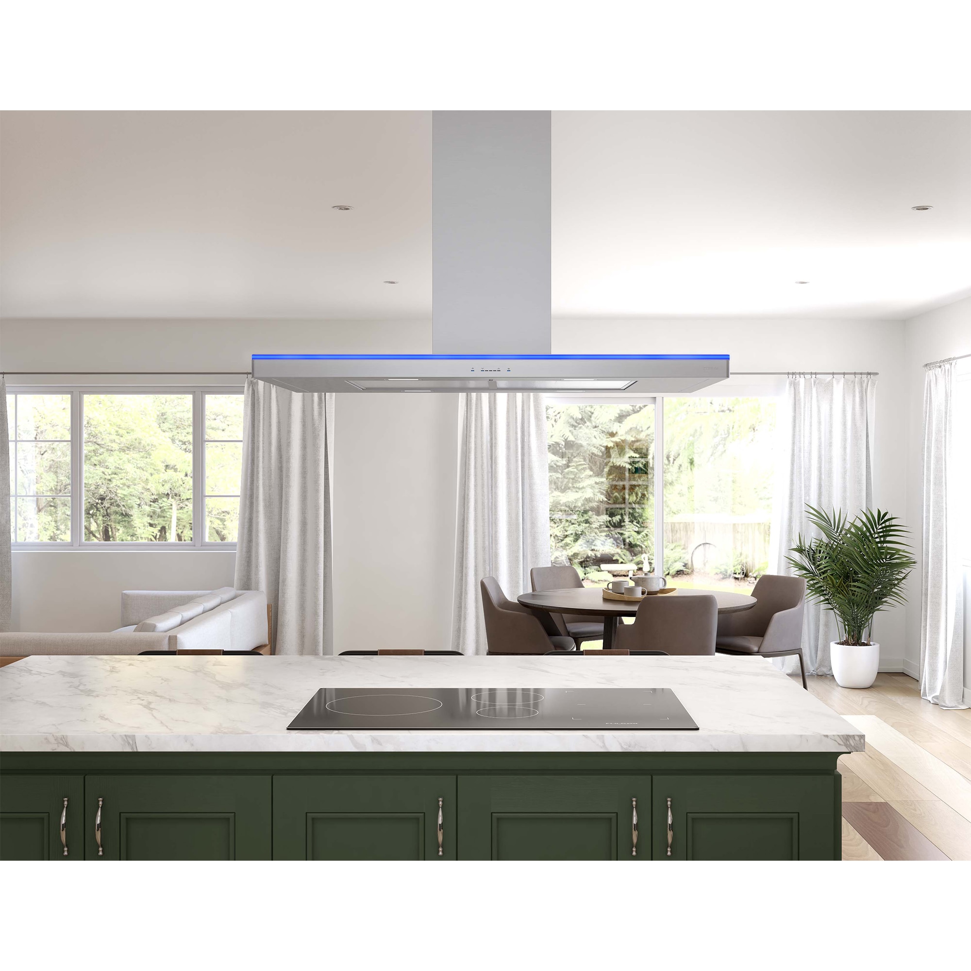 Zephyr Luce Series 42 in. Convertible Chimney Style Range Hood with 600 CFM, 5 Fan Speeds & 4 LED Lights - Stainless Steel, , hires