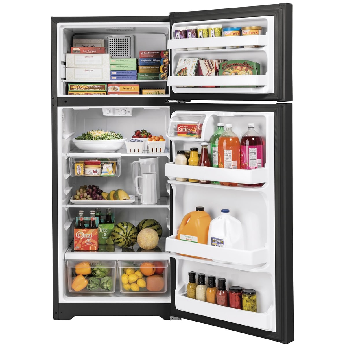 GE 28 in. 17.5 cu. ft. Top Freezer Refrigerator - Black, Black, hires