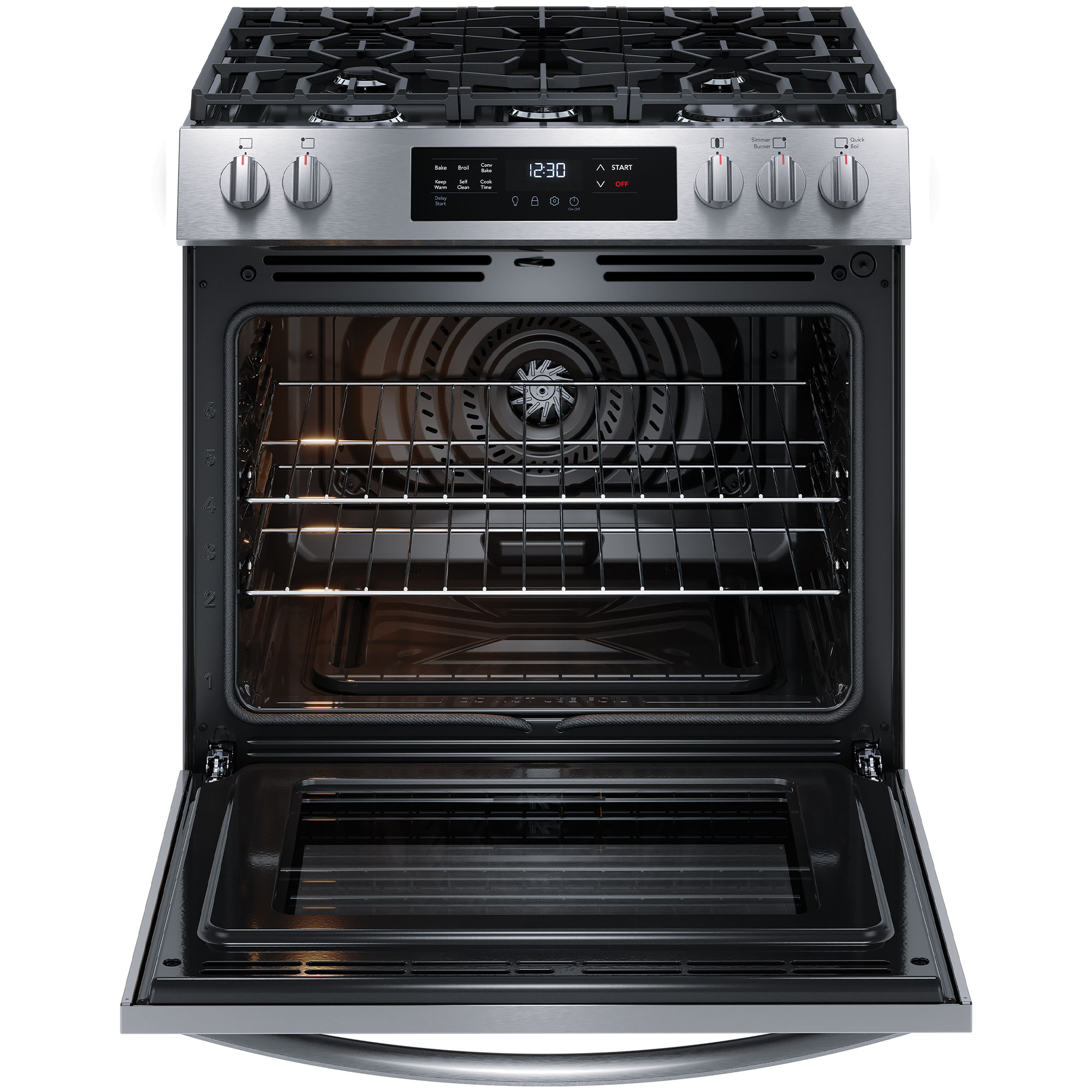 Frigidaire 30 in. 5.1 cu. ft. Standard Convection Gas Range with 5 Sealed Burners - Stainless Steel, , hires