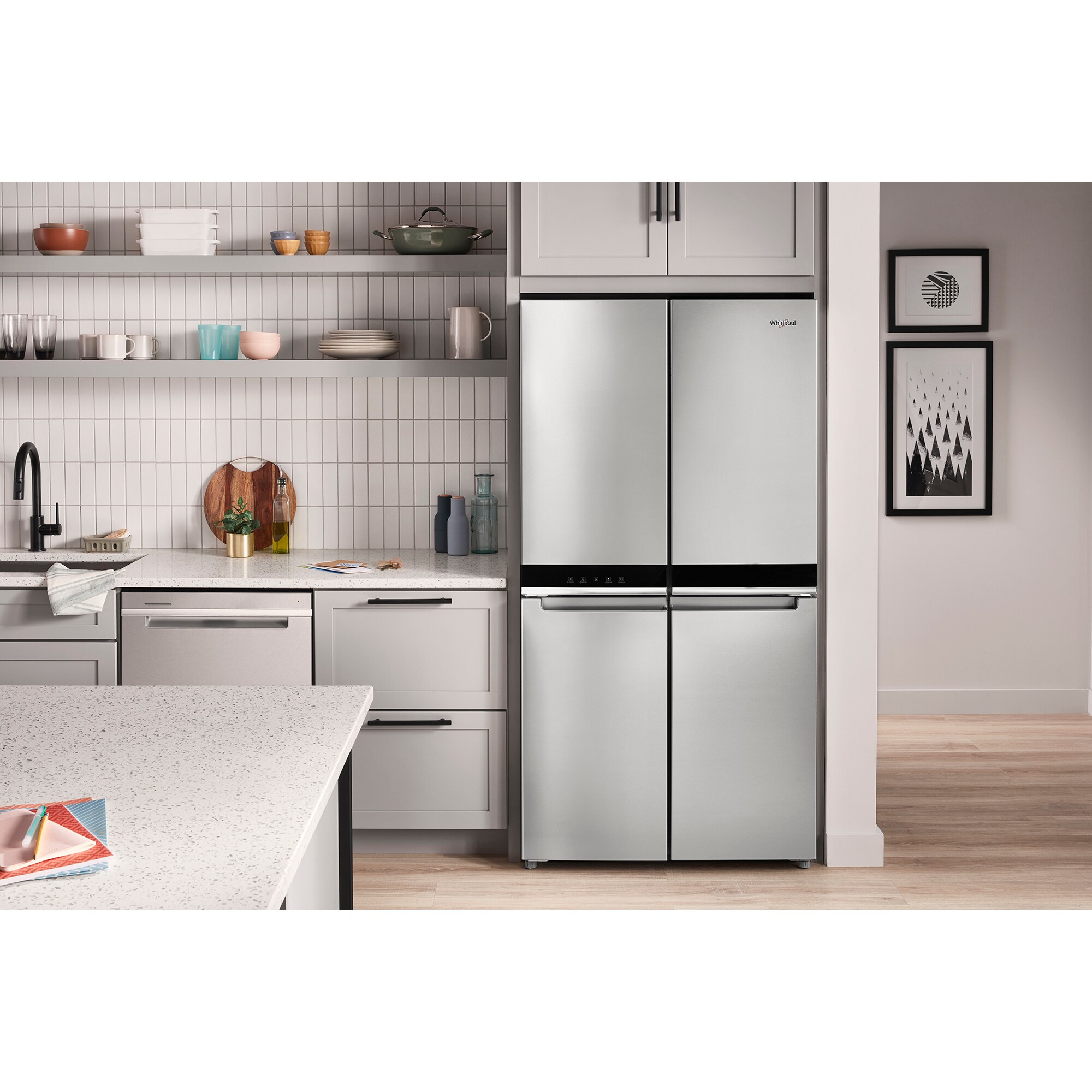 Whirlpool 36 in. 19.4 cu. ft. Counter Depth 4-Door French Door Refrigerator with Ice Maker - Fingerprint-Resistant Stainless Finish, , hires