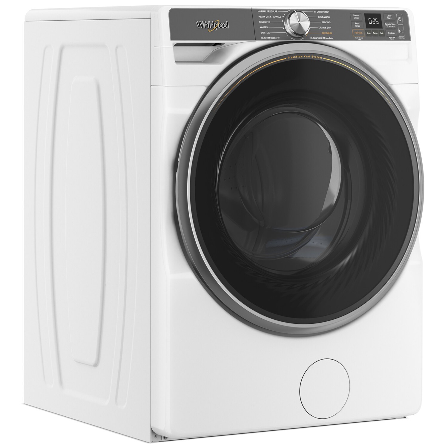 Whirlpool 27 in. 5.0 cu. ft. Smart Stackable Front Load Washer with FreshFlow Vent System, Sanitize & Steam Cycle - White, White, hires