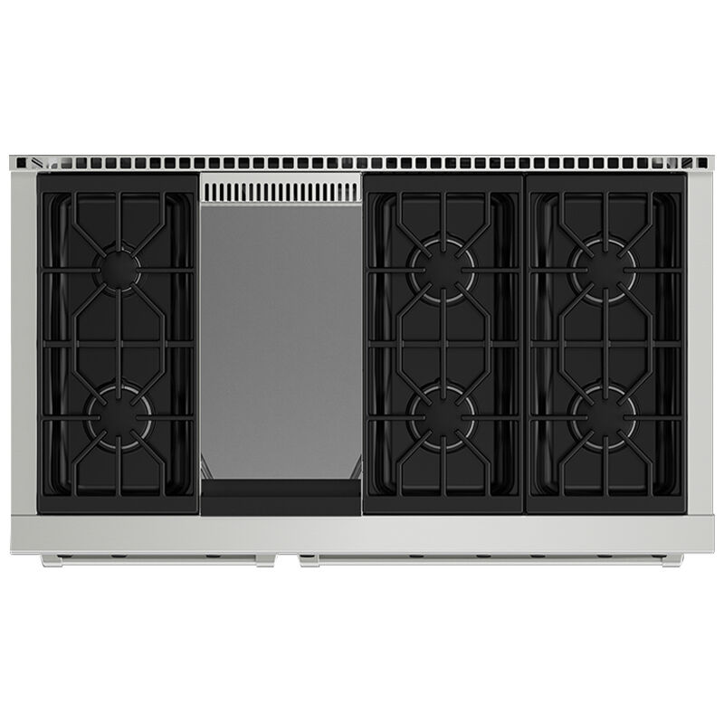 Wolf 48 in. 6.9 cu. ft. Standard Convection Double Oven Gas Range with 6 Sealed Burners & Griddle - Stainless Steel, , hires