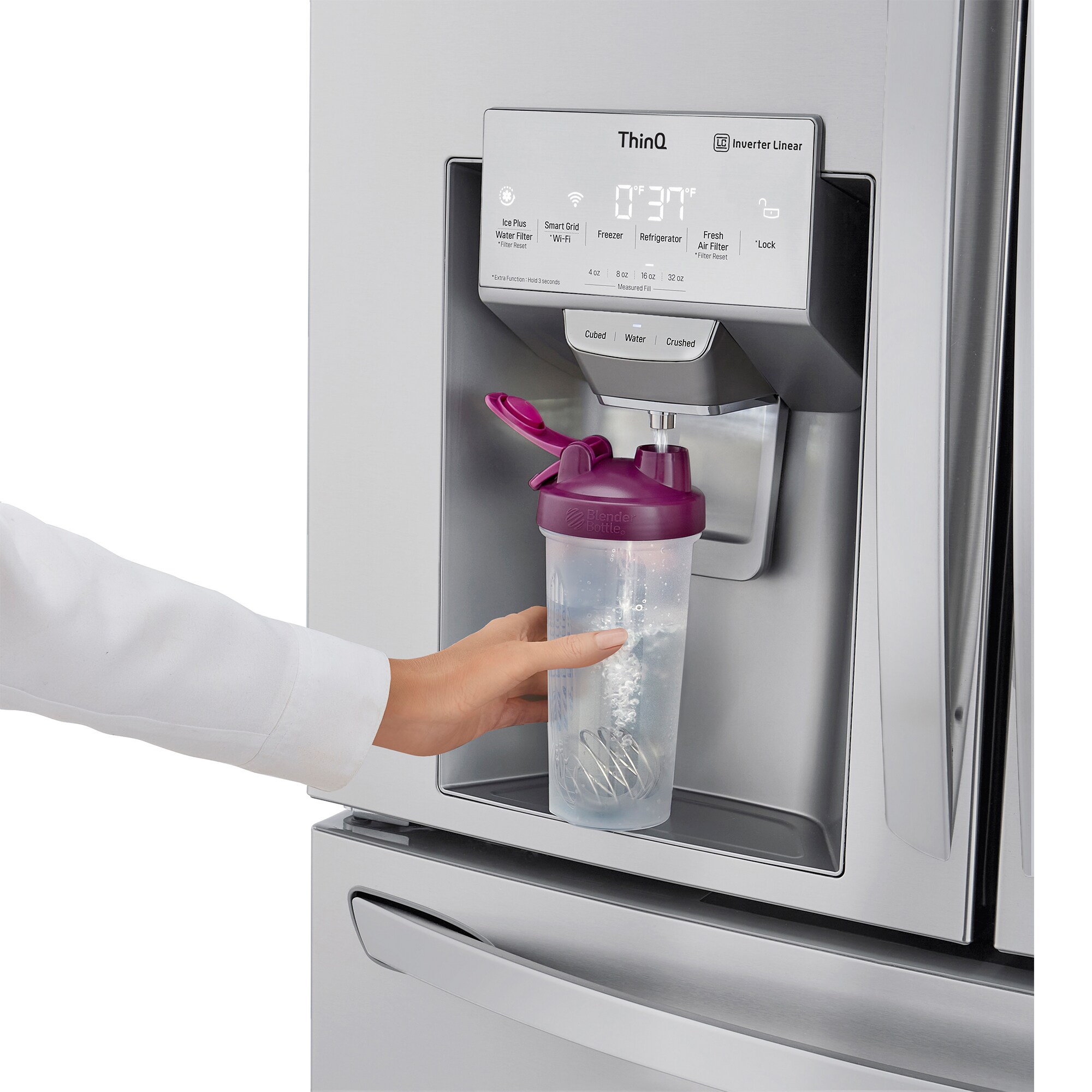 LG 36 in. 29.5 cu. ft. Smart 4-Door French Door Refrigerator with Ice & Water Dispenser - Stainless Steel, , hires