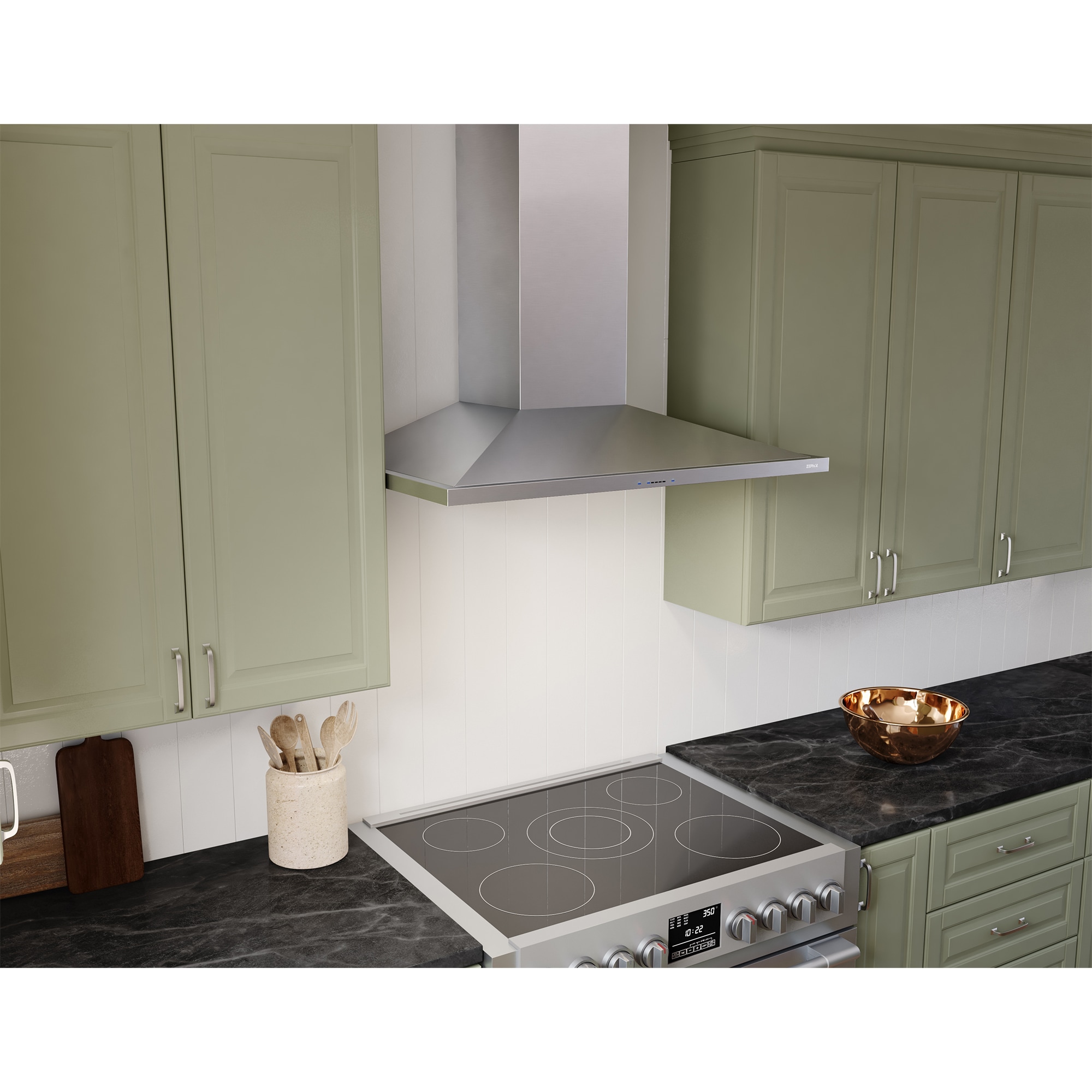 Zephyr Anzio Series 30 in. Chimney Style Range Hood with 5 Speeds, 600