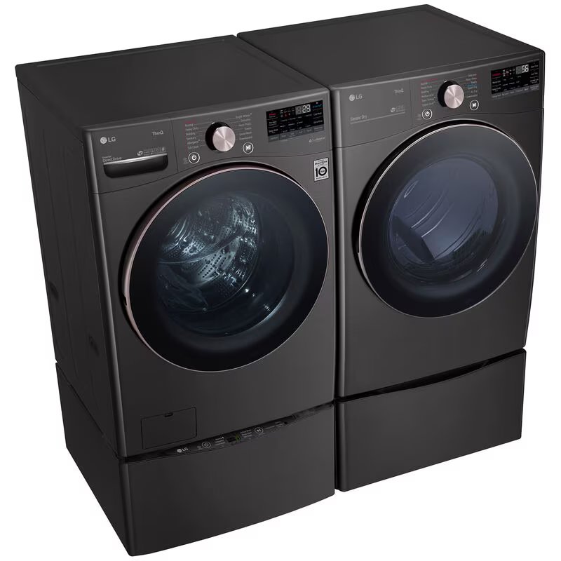 LG 27 in. 7.4 cu. ft. Electric Dryer with 12 Dryer Programs, 12 Dry Options, Sanitize Cycle, Wrinkle Care & Sensor Dry - Black Steel, Black Steel, hires
