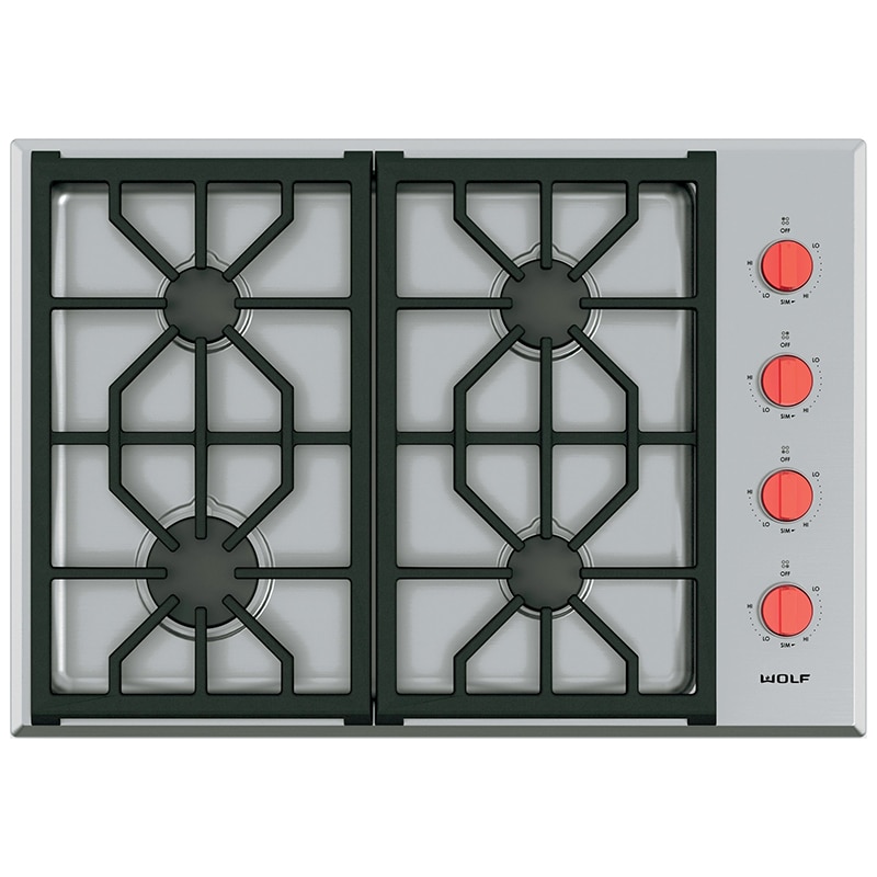 Wolf Professional Series 30 in. 4-Burner Natural Gas Cooktop with Simmer Burner & Power Burner - Stainless Steel, , hires