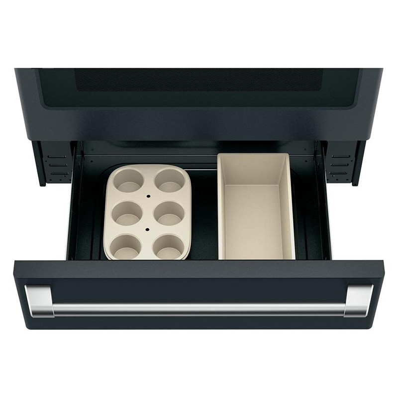 Cafe 30 in. 5.6 cu. ft. Smart Air Fry True European Convection Slide-In Gas Range with 6 Sealed Burners & Griddle - Matte Black, Matte Black, hires