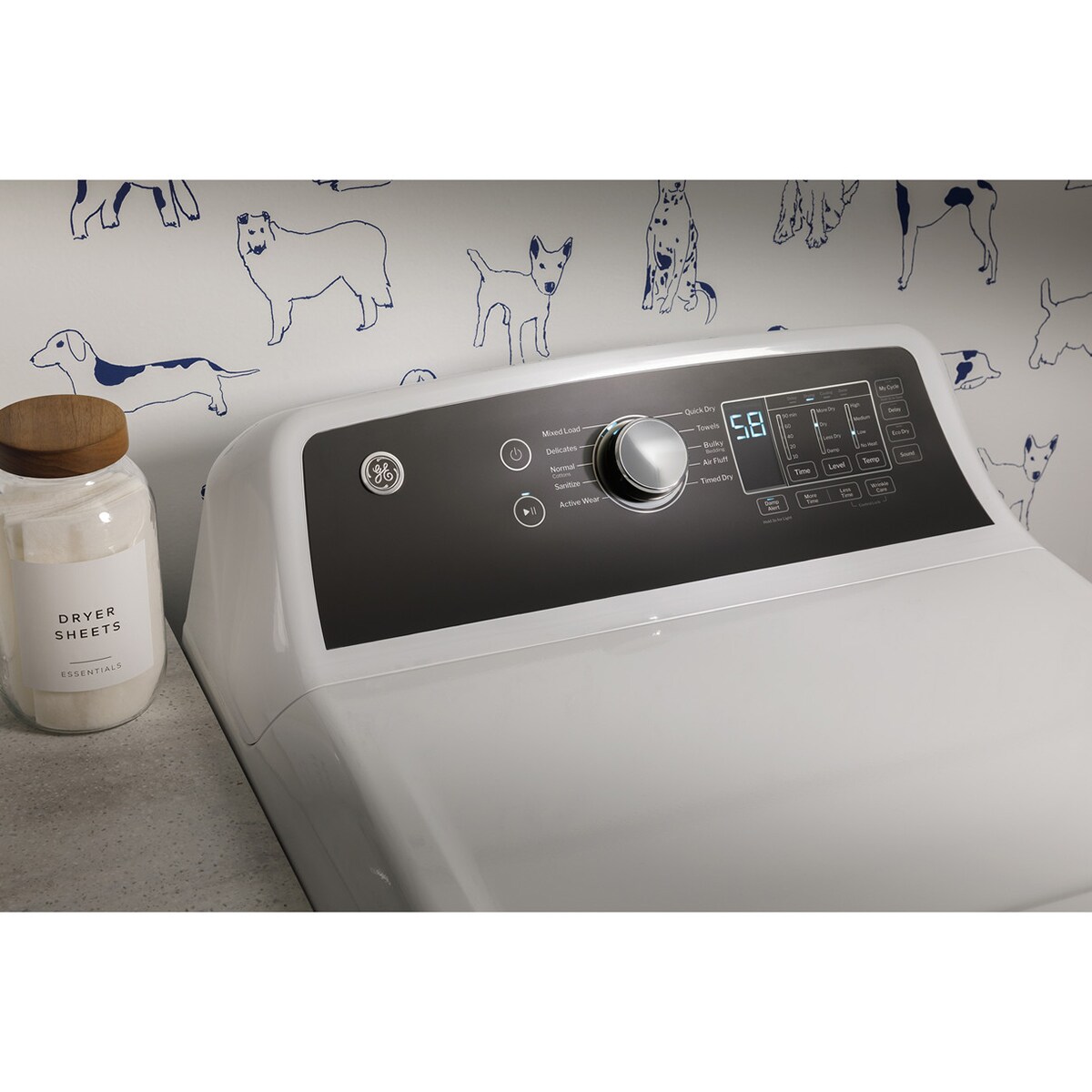 GE 27 in. 7.4 cu. ft. Gas Dryer with Sanitize Cycle & Sensor Dry - White, , hires