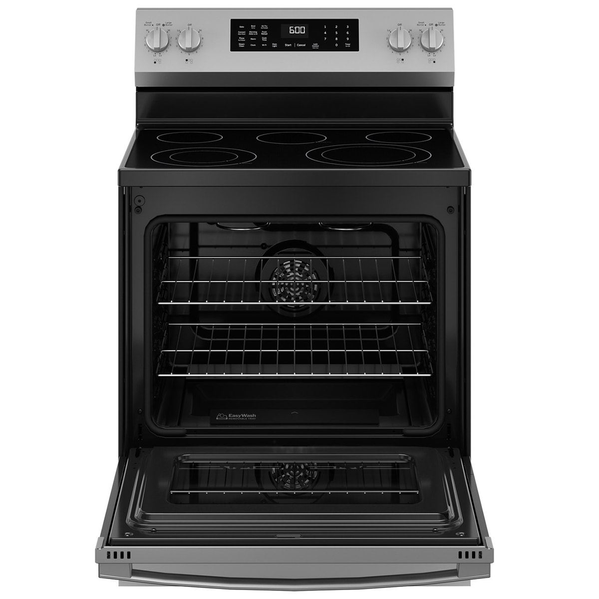GE 30 in. 5.3 cu. ft. Smart Air Fry Standard Convection Electric Range with Radiant Burners - Stainless Steel, , hires
