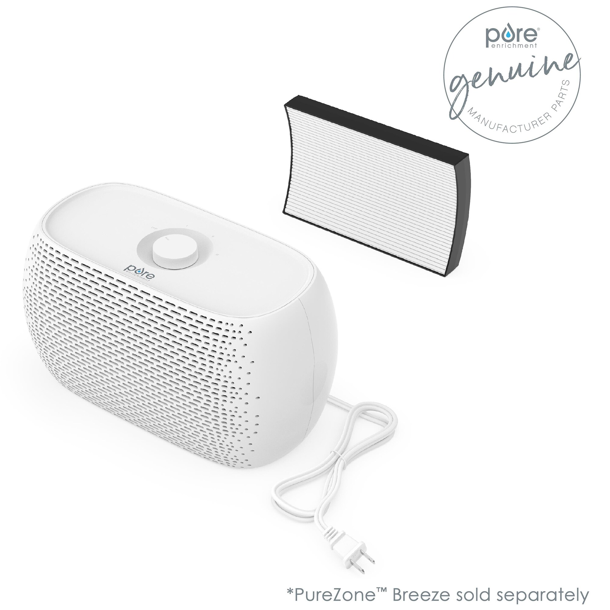 Pure Enrichment Genuine 2-in-1 True HEPA Replacement Filter for the PureZone Breeze Air Purifier, , hires