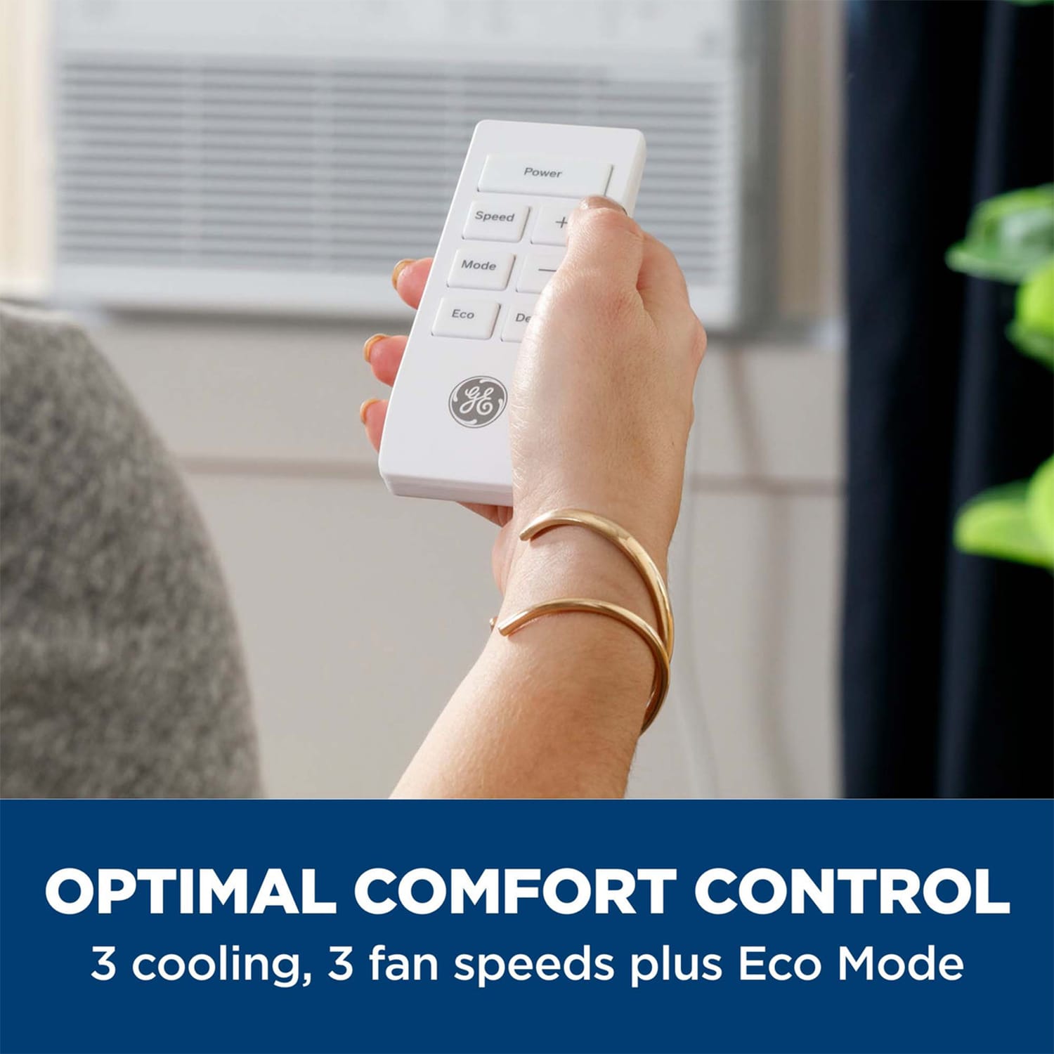 GE 14,000 BTU 115V Smart Window Air Conditioner with 3 Fan Speeds, Sleep Mode & Remote Control - White, , hires