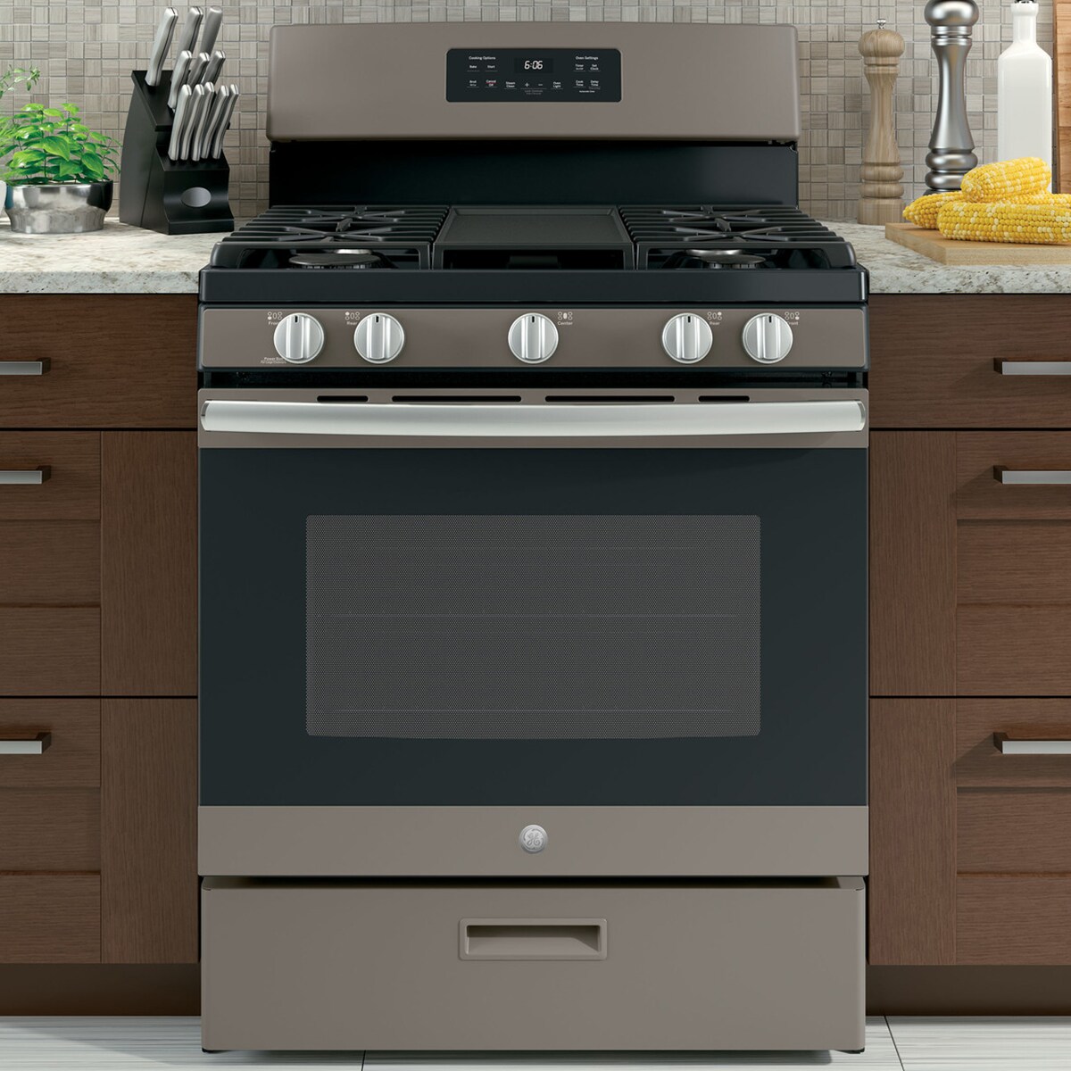 GE 30 in. 5.0 cu. ft. Oven Freestanding Gas Range with 5 Sealed Burners