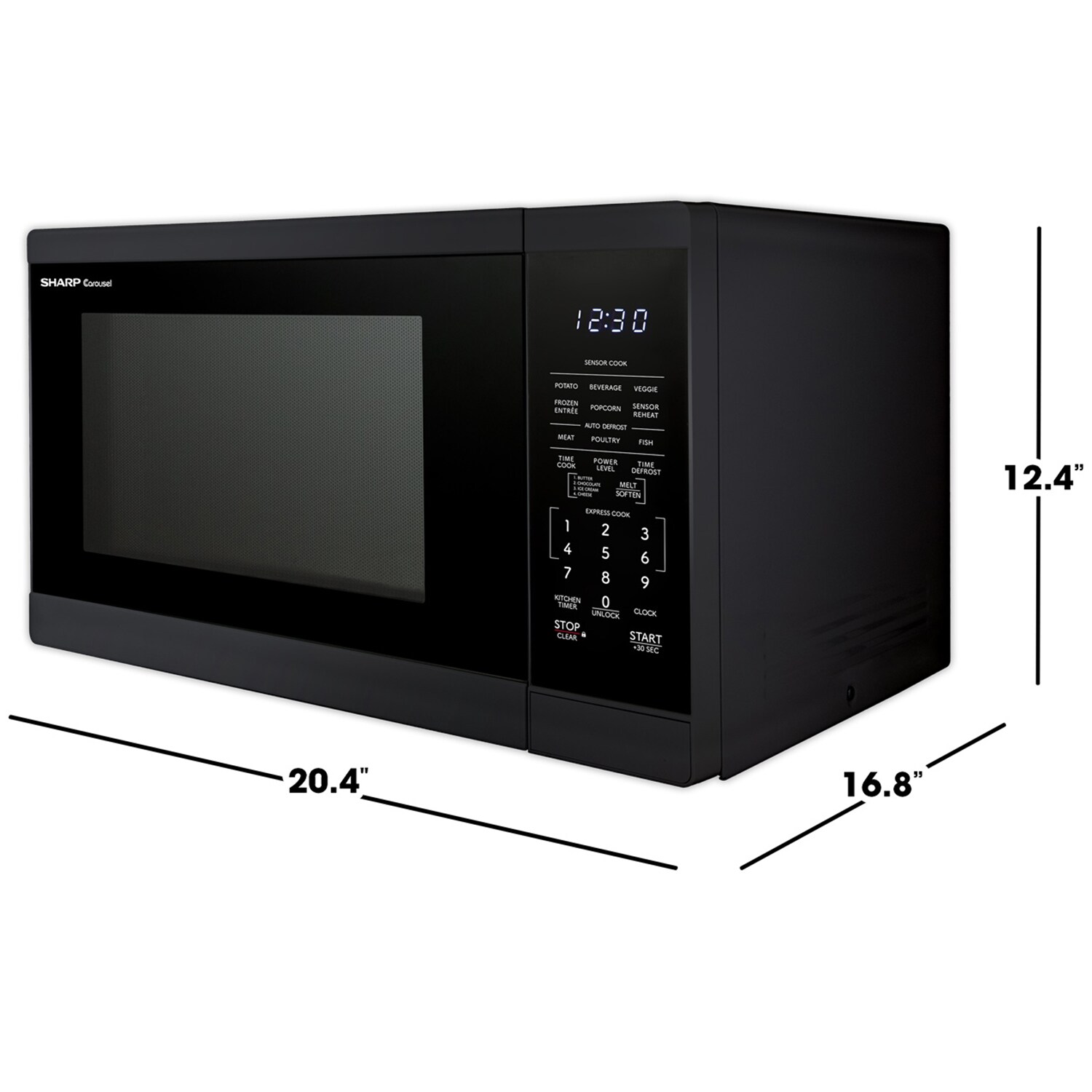 Sharp 20 in. 1.4 cu. ft. 1100W Countertop Microwave with Sensor Cooking - Black, Black, hires