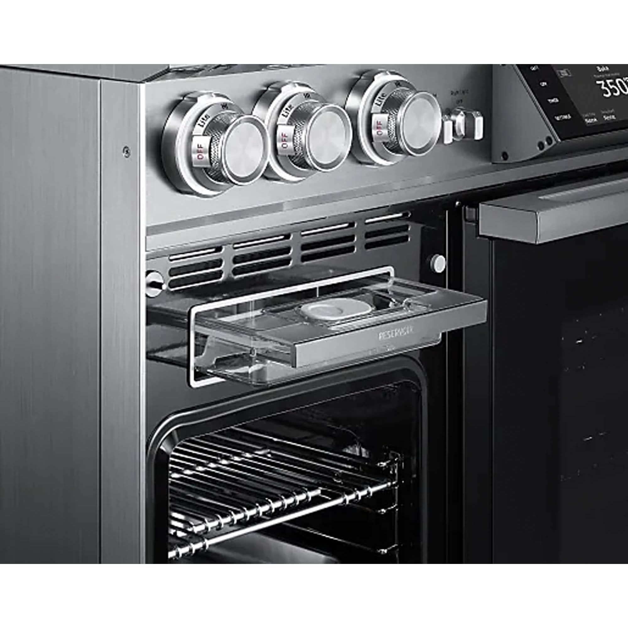 Dacor Contemporary 48 in. 6.6 cu. ft. Smart Dual Convection Steam Double Oven Dual Fuel Range with 6 Sealed Burners & Griddle - Silver Stainless, , hires