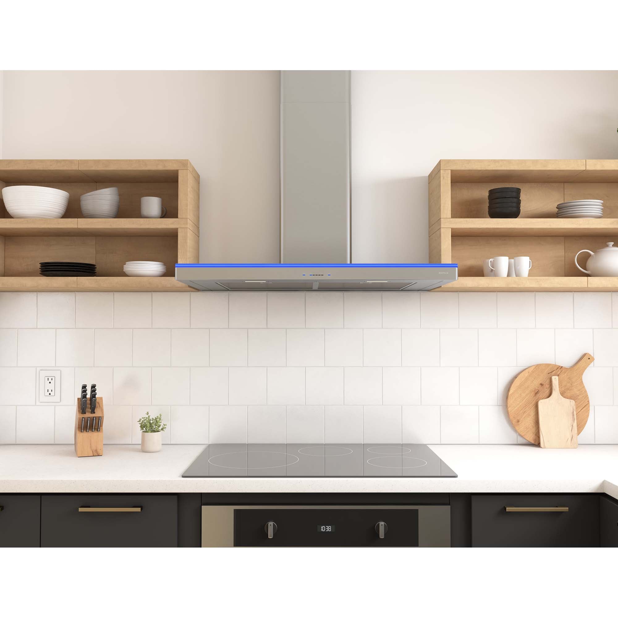 Zephyr Luce Series 30 in. Convertible Chimney Style Range Hood with 600 CFM, 5 Fan Speeds & 2 LED Lights - Stainless Steel, , hires