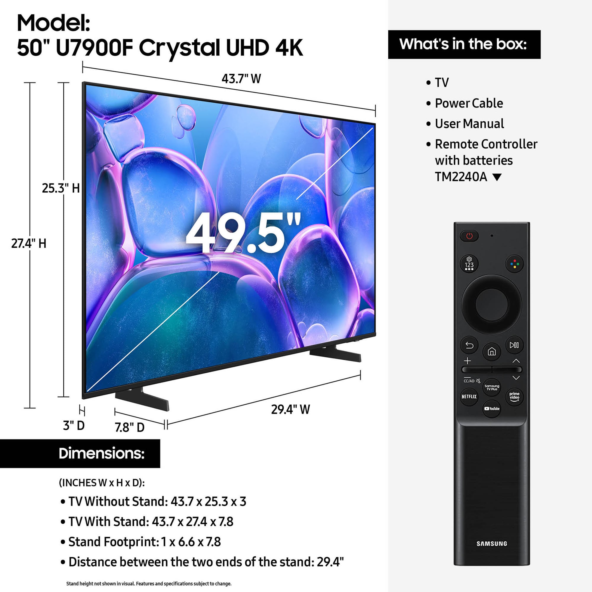 Samsung - 50" Class U7900F LED 4K UHD Smart Tizen TV, , hires